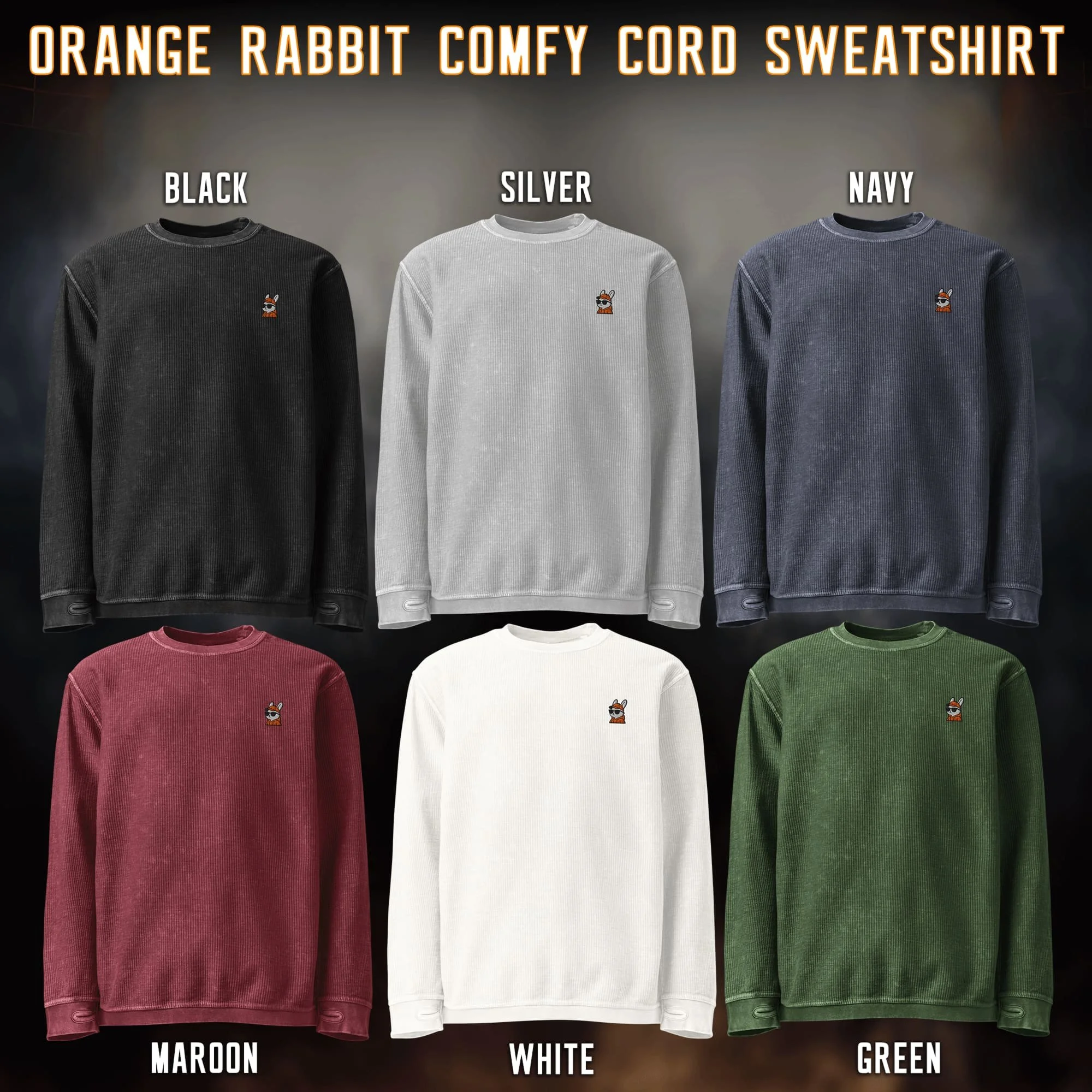 Orange Rabbit Comfy Cord Unisex Sweatshirt