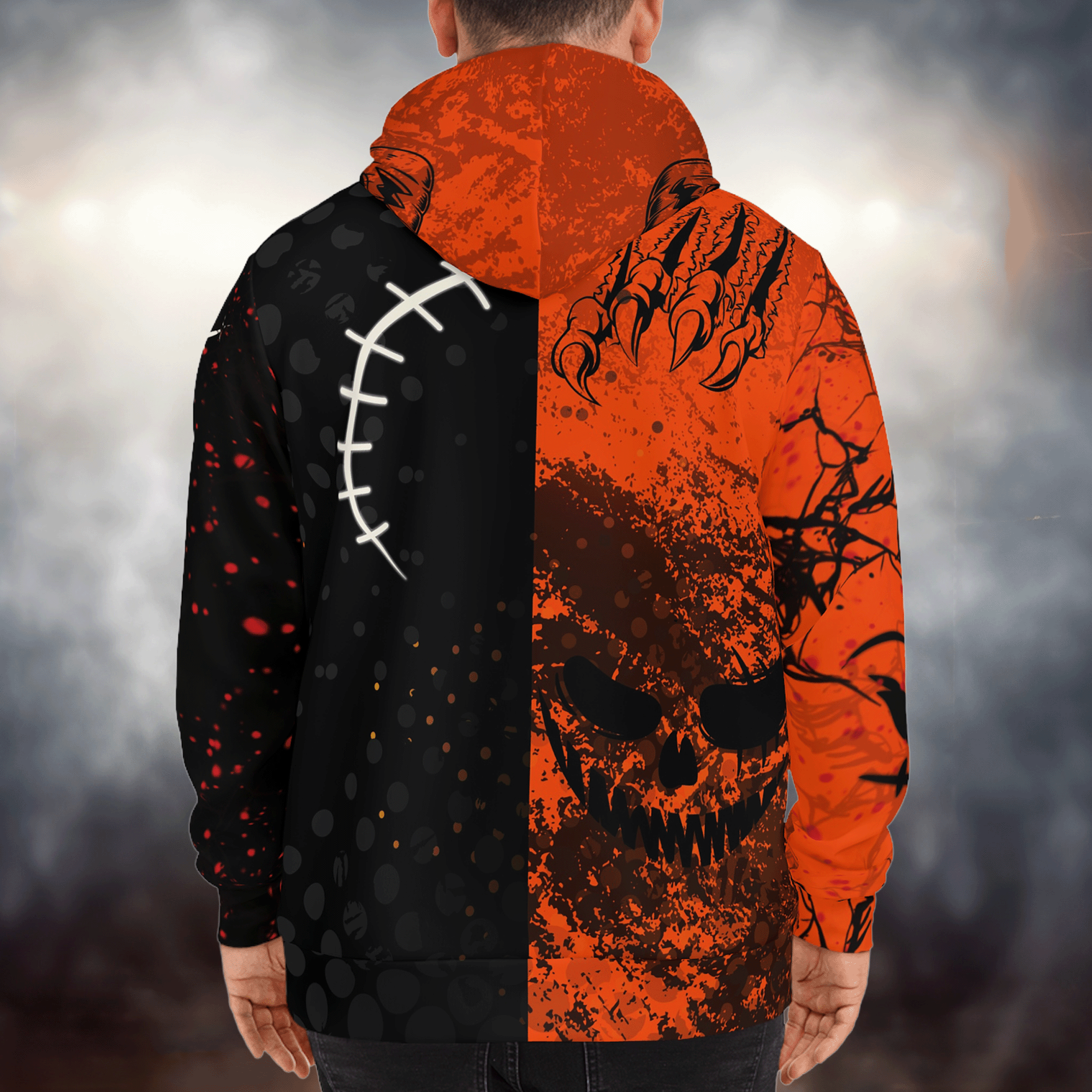 Halloween Pumpkin Faces All Over Print Hoodie