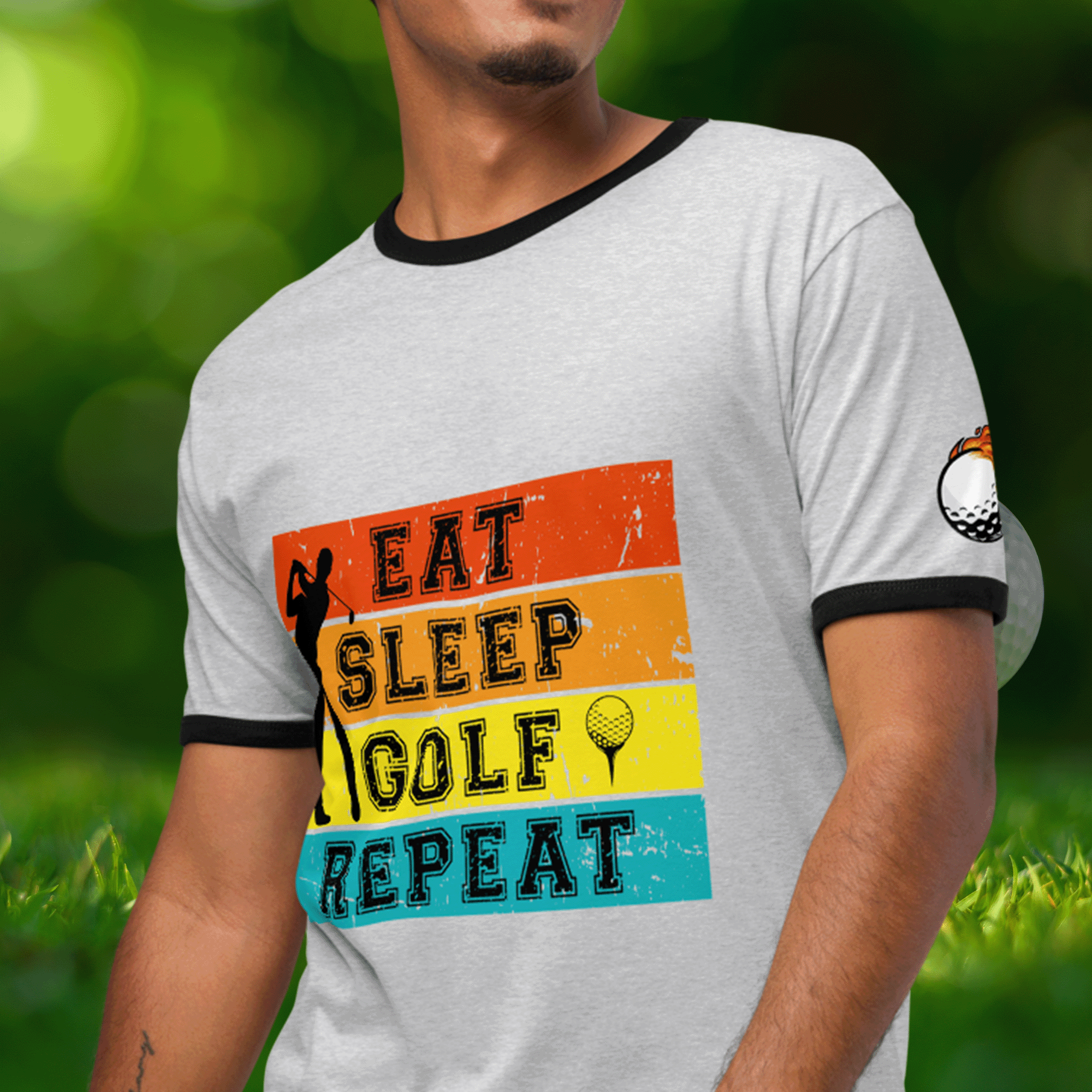 Eat Sleep Golf Repeat Ringer Tee