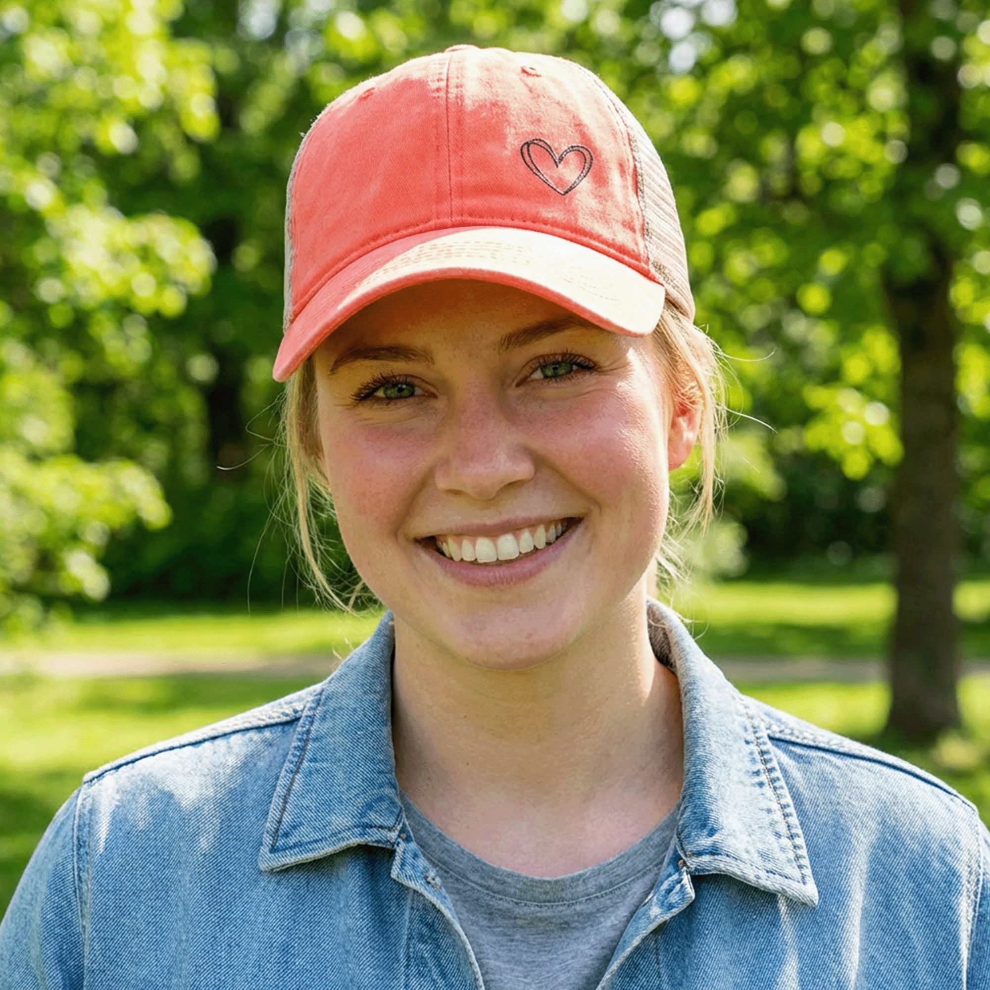 Embroidered Double Hearts Women's TESS Cap