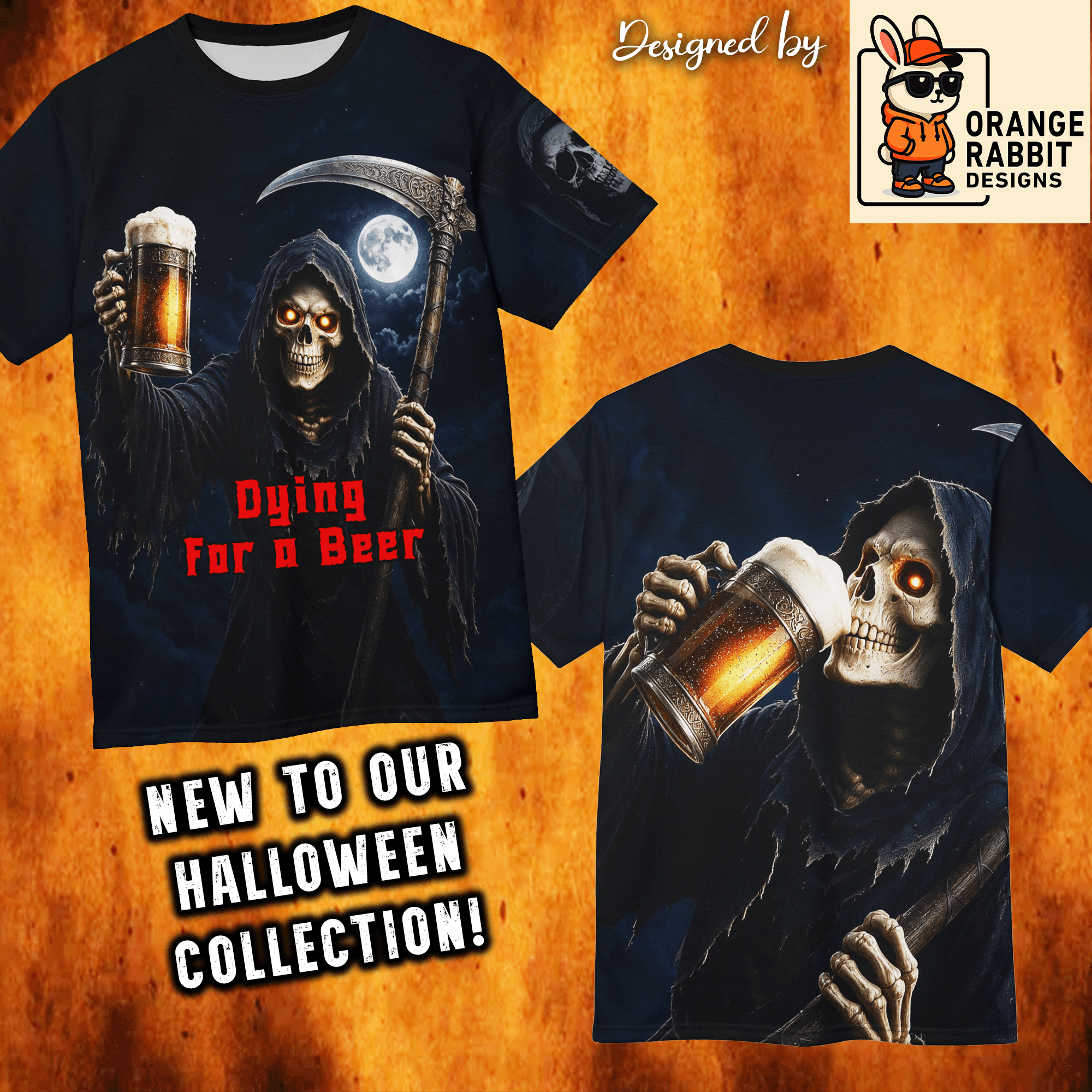 Grim Reaper Beer Graphic All-Over Print Tee