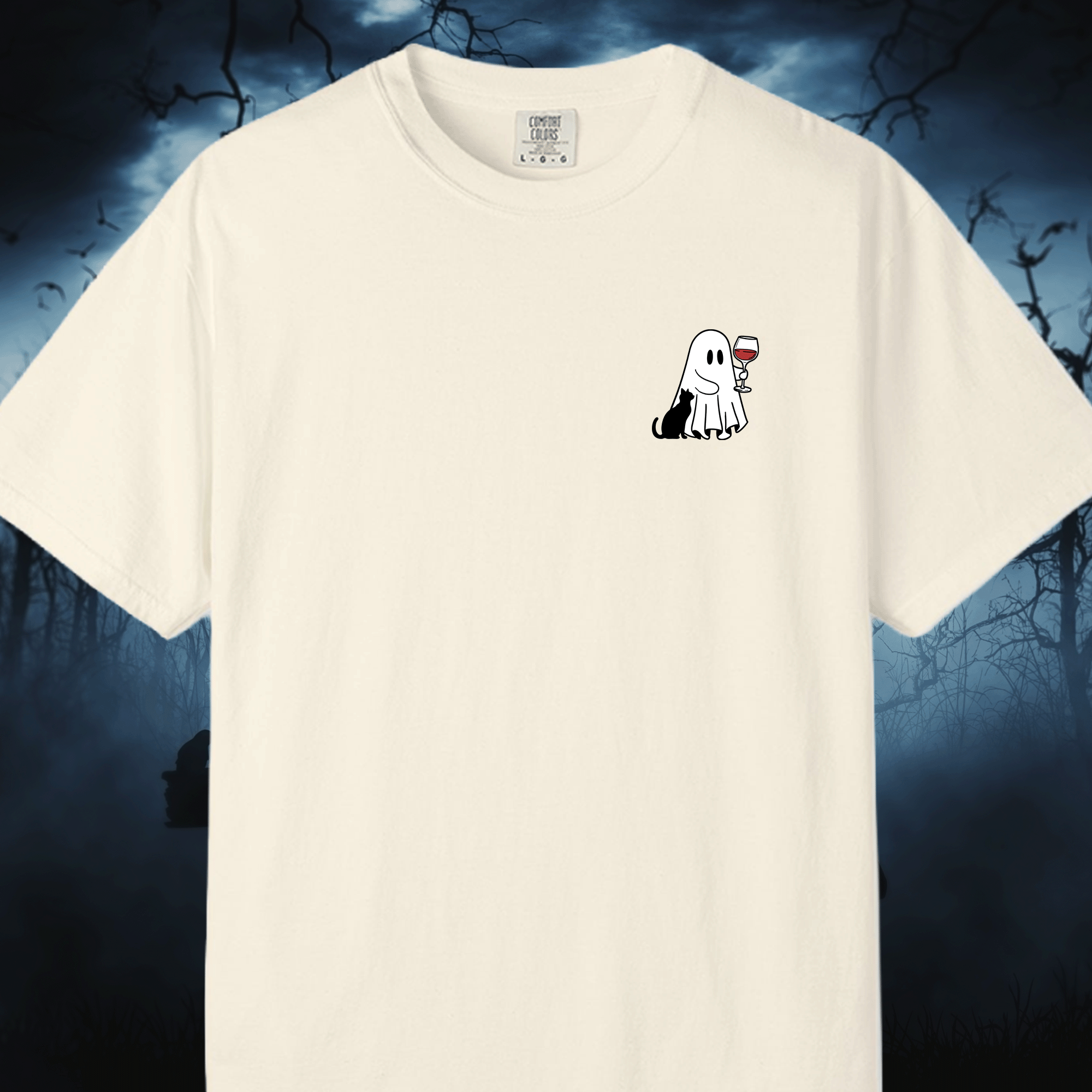 Embroidered Ghost with Wine Tee