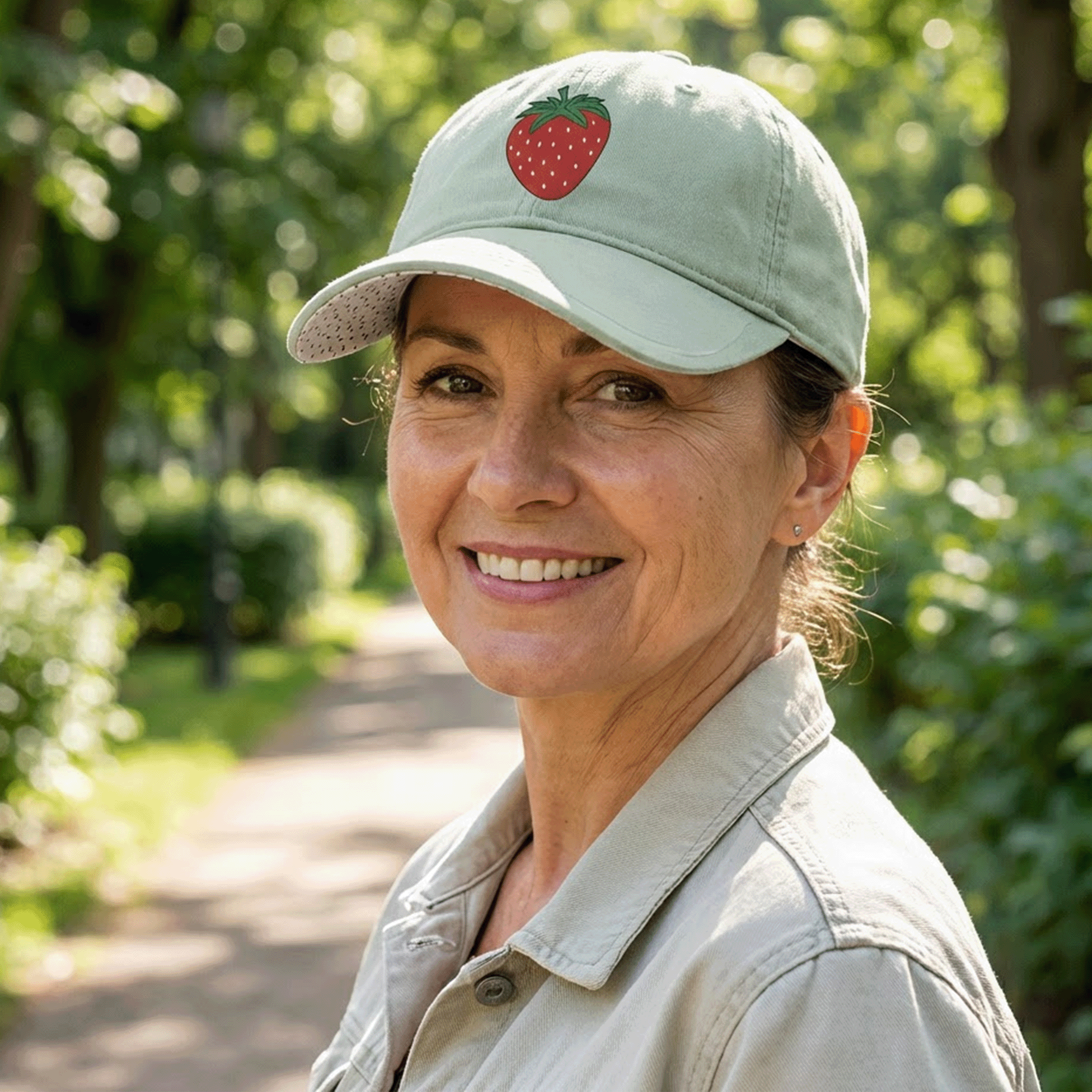 Women's Embroidered Strawberry Fashion Cassie Cap