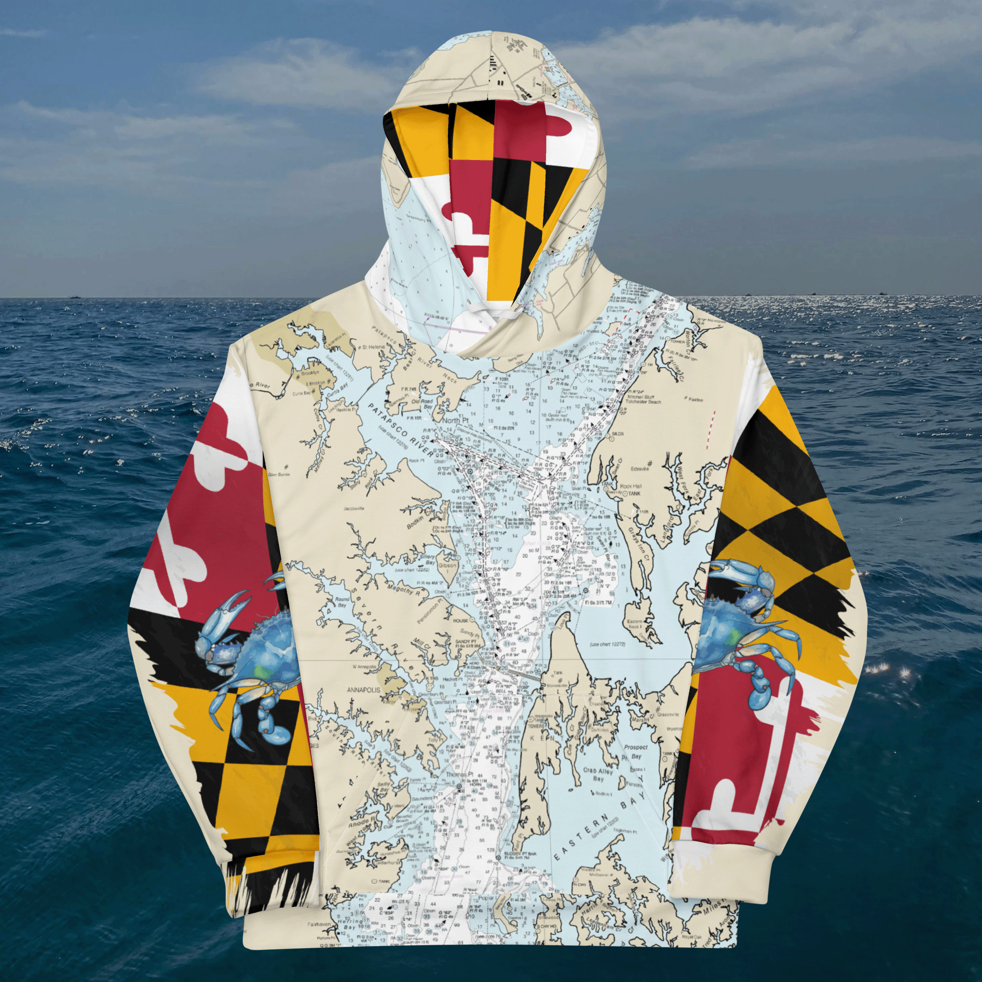 Chesapeake Bay Nautical Chart Hoodie