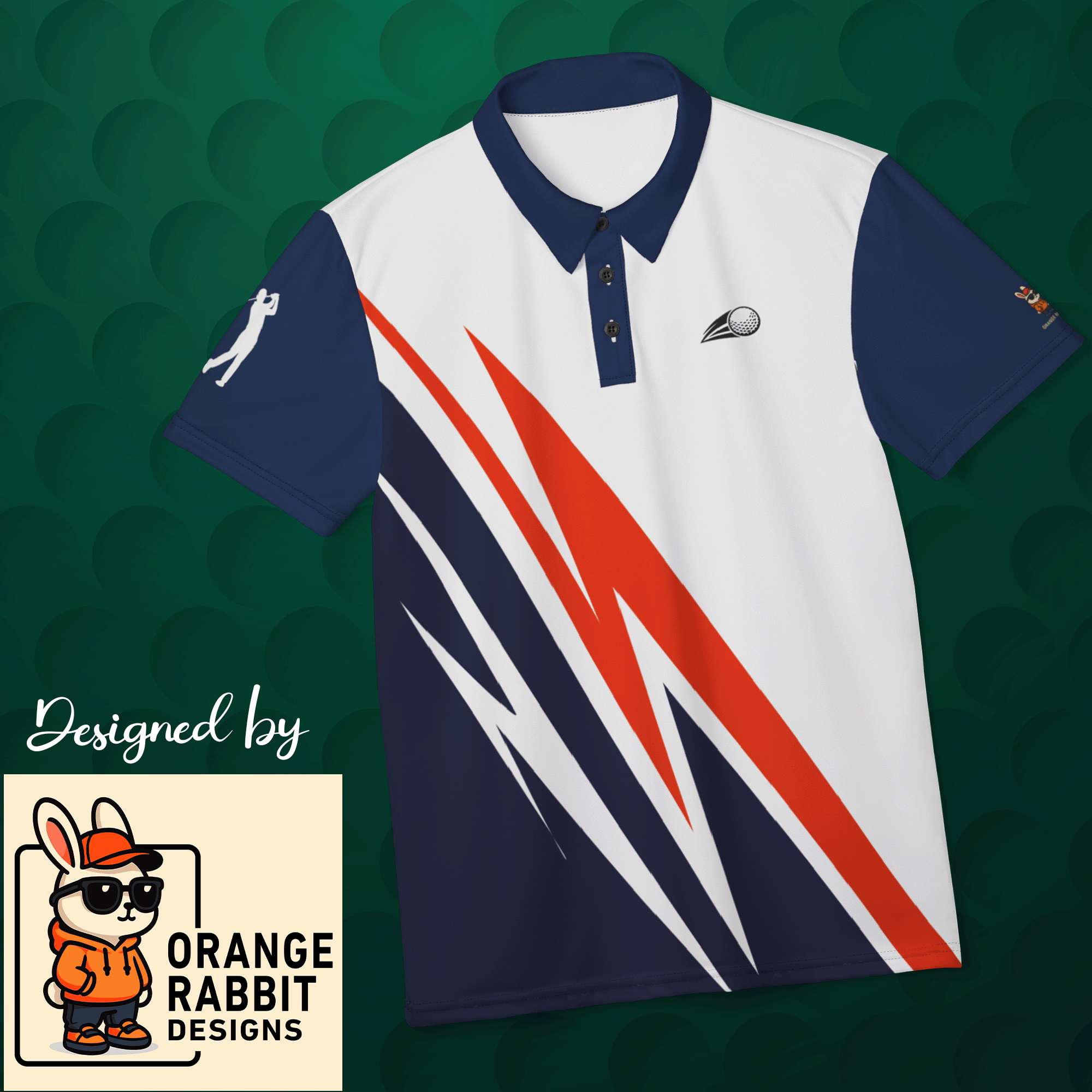 Golf Zig Zag Stripe Performance Polo Shirt