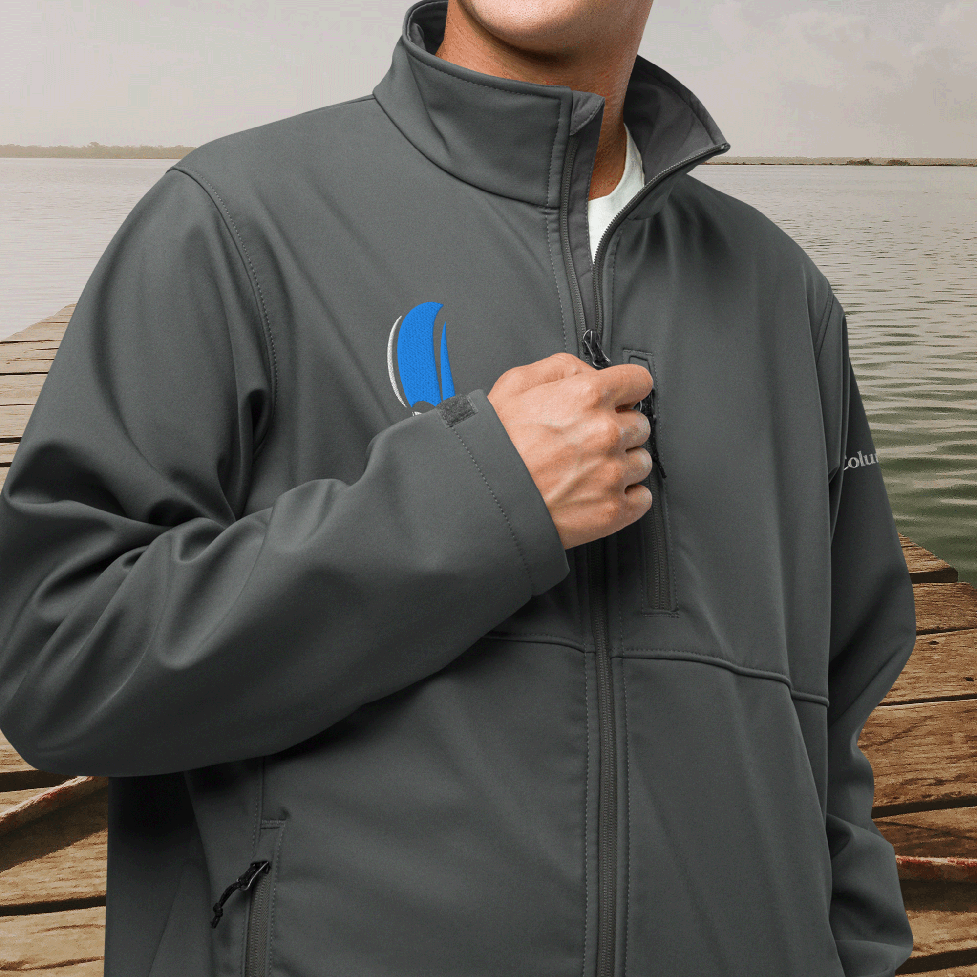 Embroidered Sailboat Soft Shell Columbia Jacket