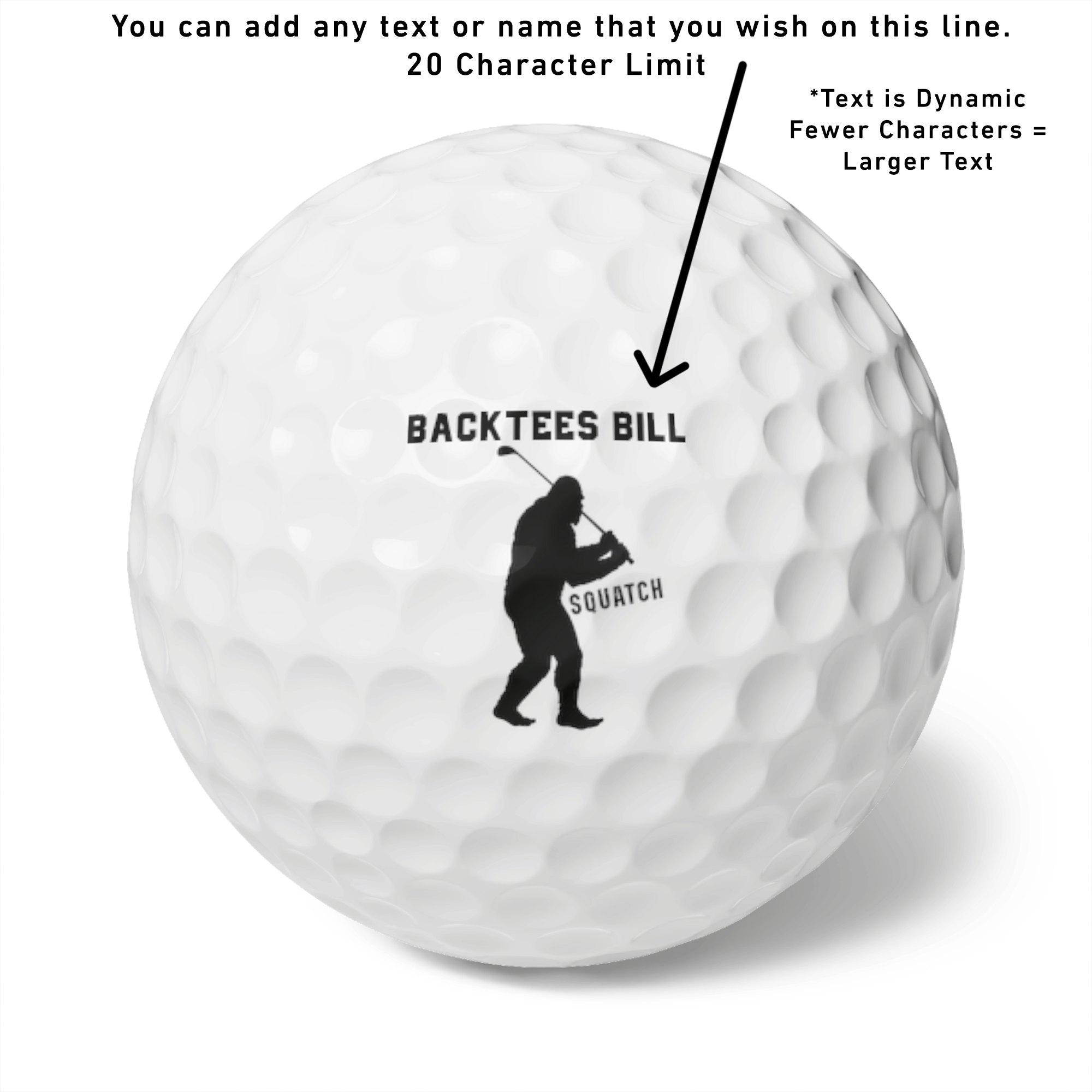 PERSONALIZED Name Sasquatch Golfer Golf Balls
