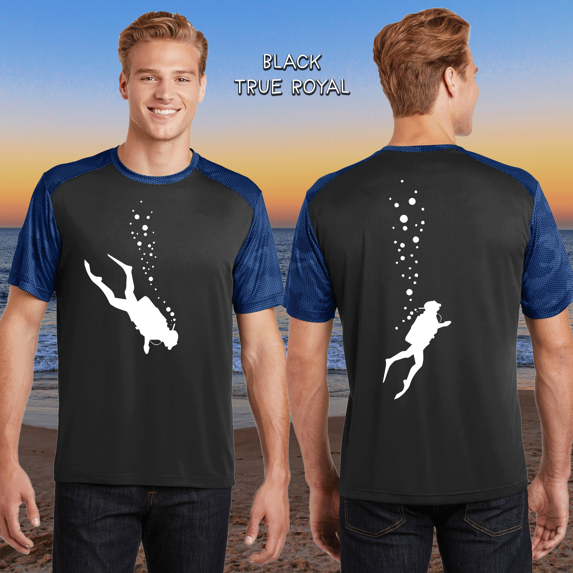 Scuba Diver Men's Polyester CamoHex SportTek Shirt