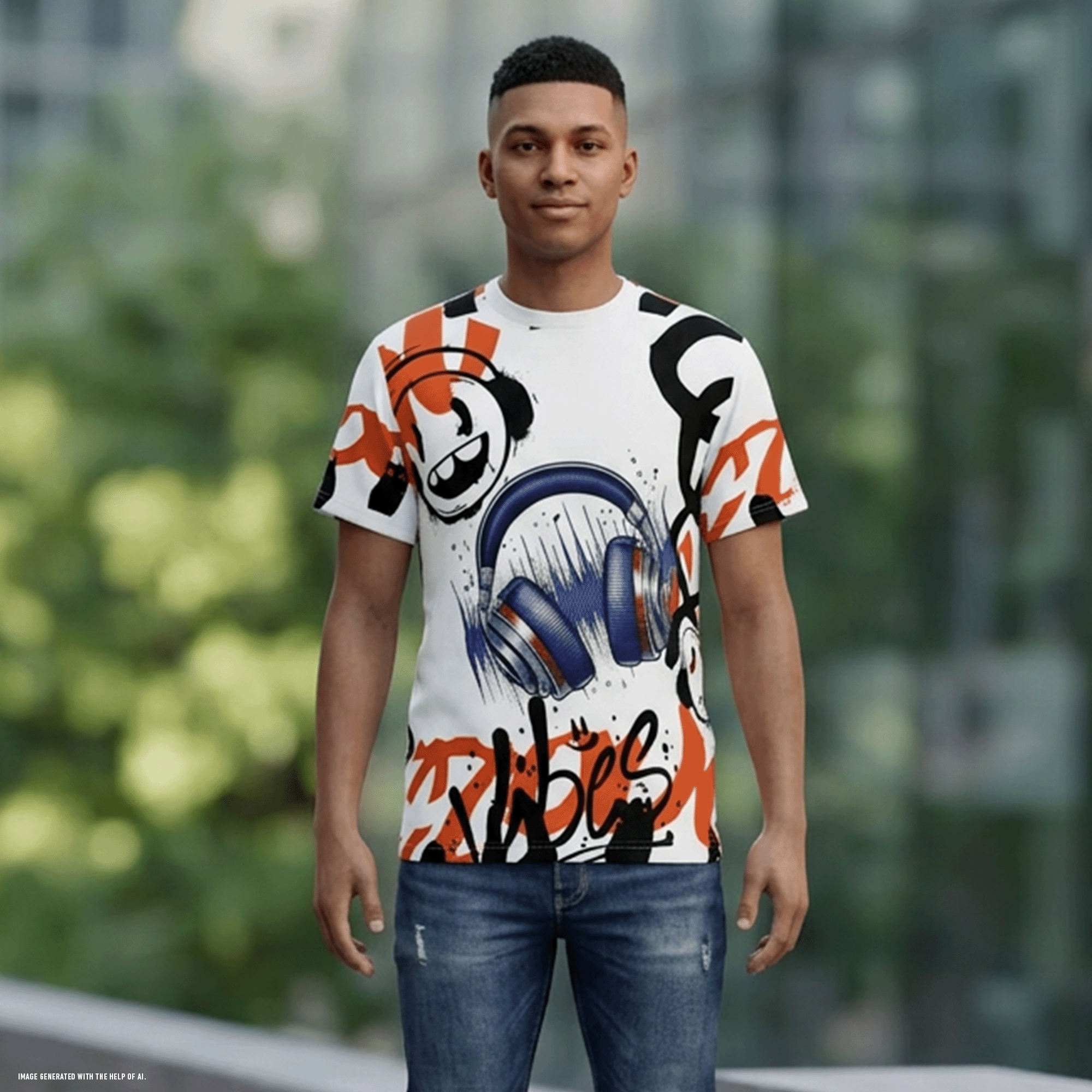Good Vibes Headphones Graffiti Unisex Tee