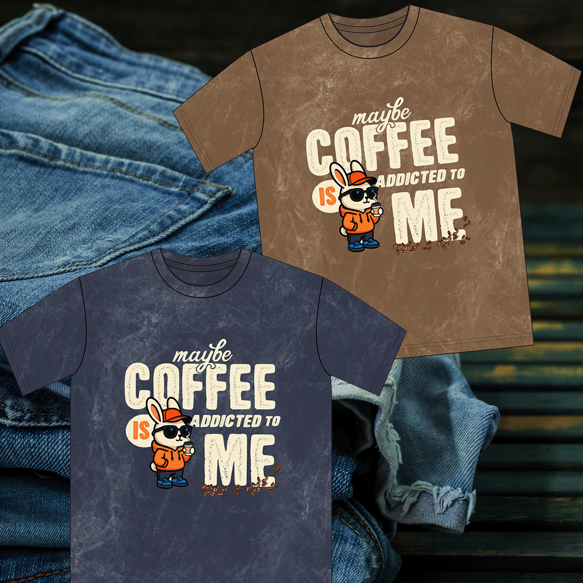 Maybe Coffee Is Addicted To Me Mineral Washed Crewneck Tee