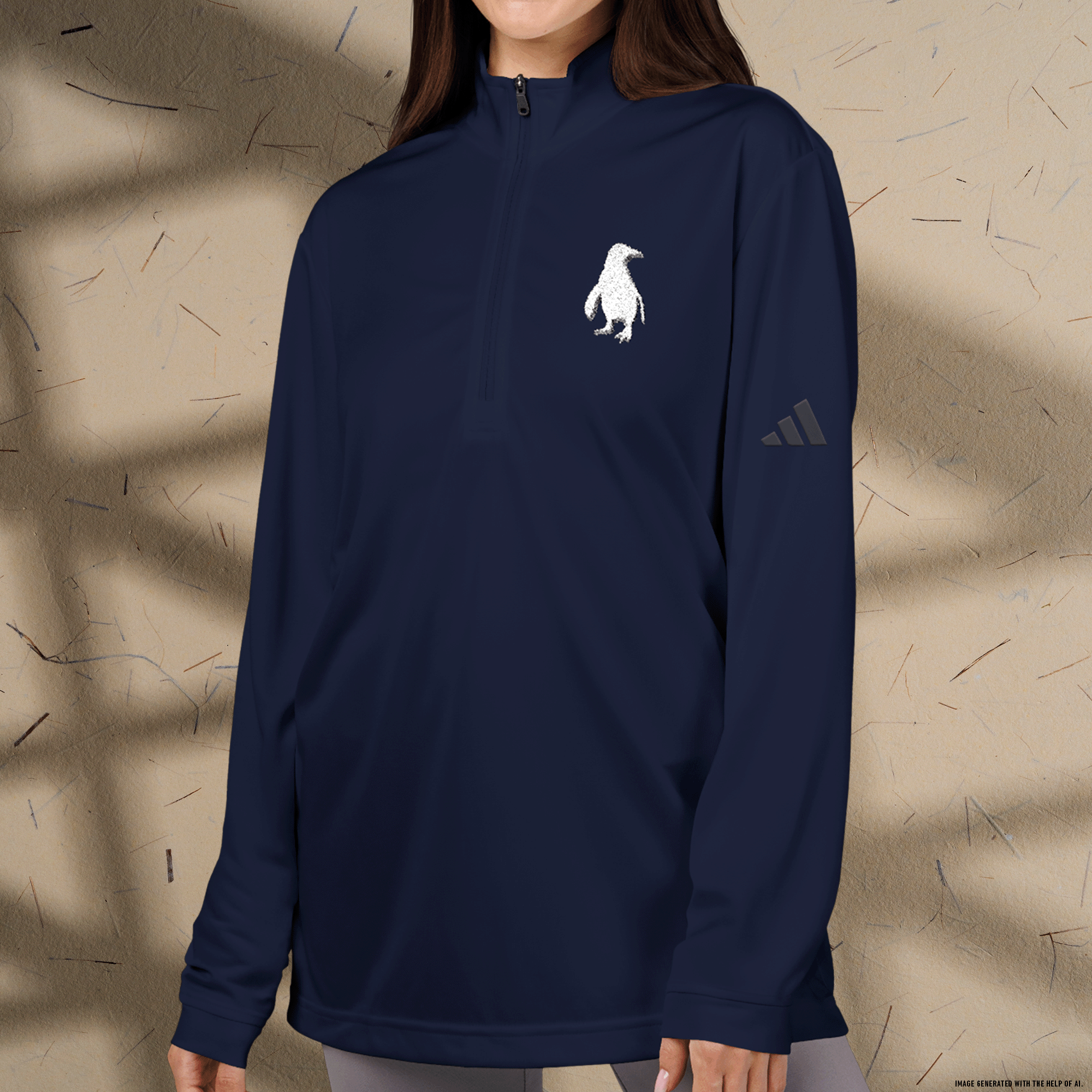 Adidas Embroidered Penguin Quarter-Zip Pullover