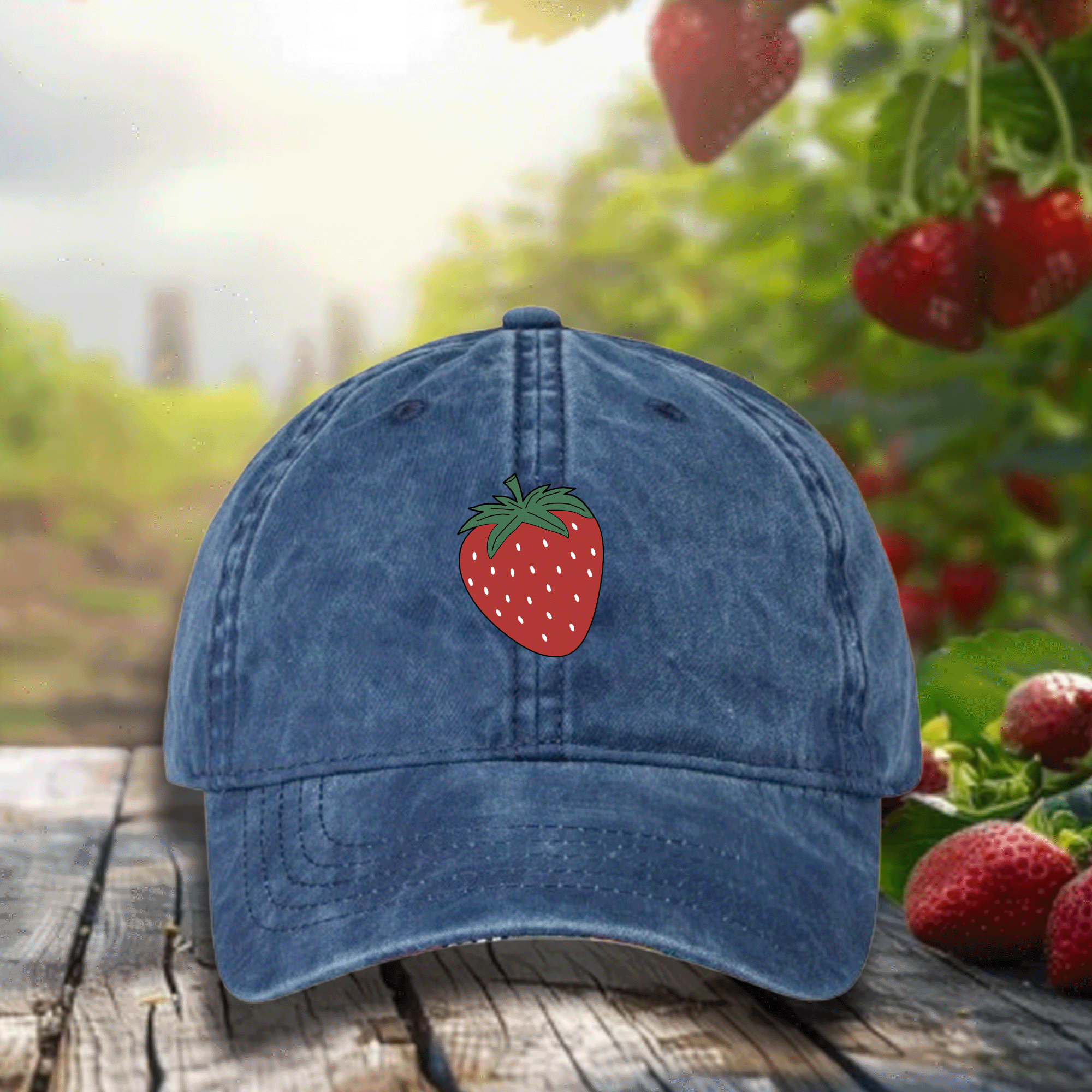 Women's Embroidered Strawberry Fashion Cassie Cap