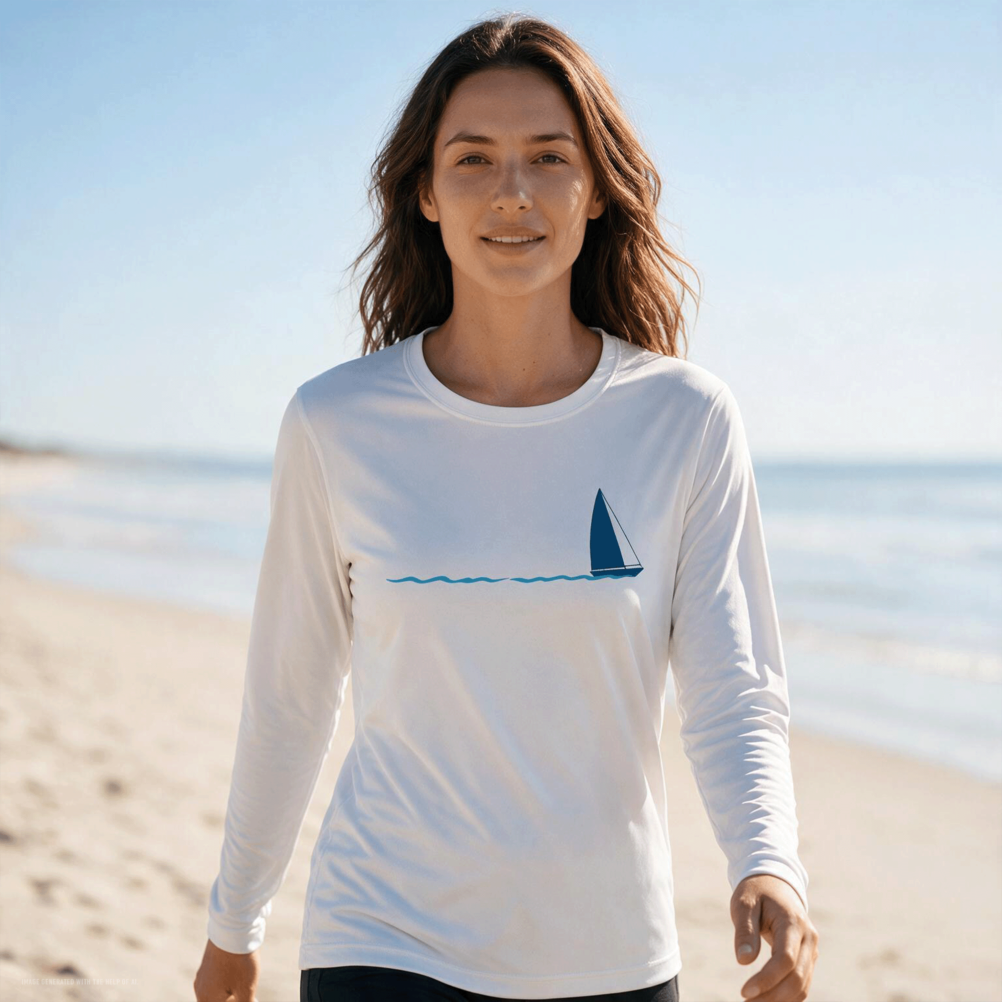 Women's Sailboat Long Sleeve UV Sun Shirt