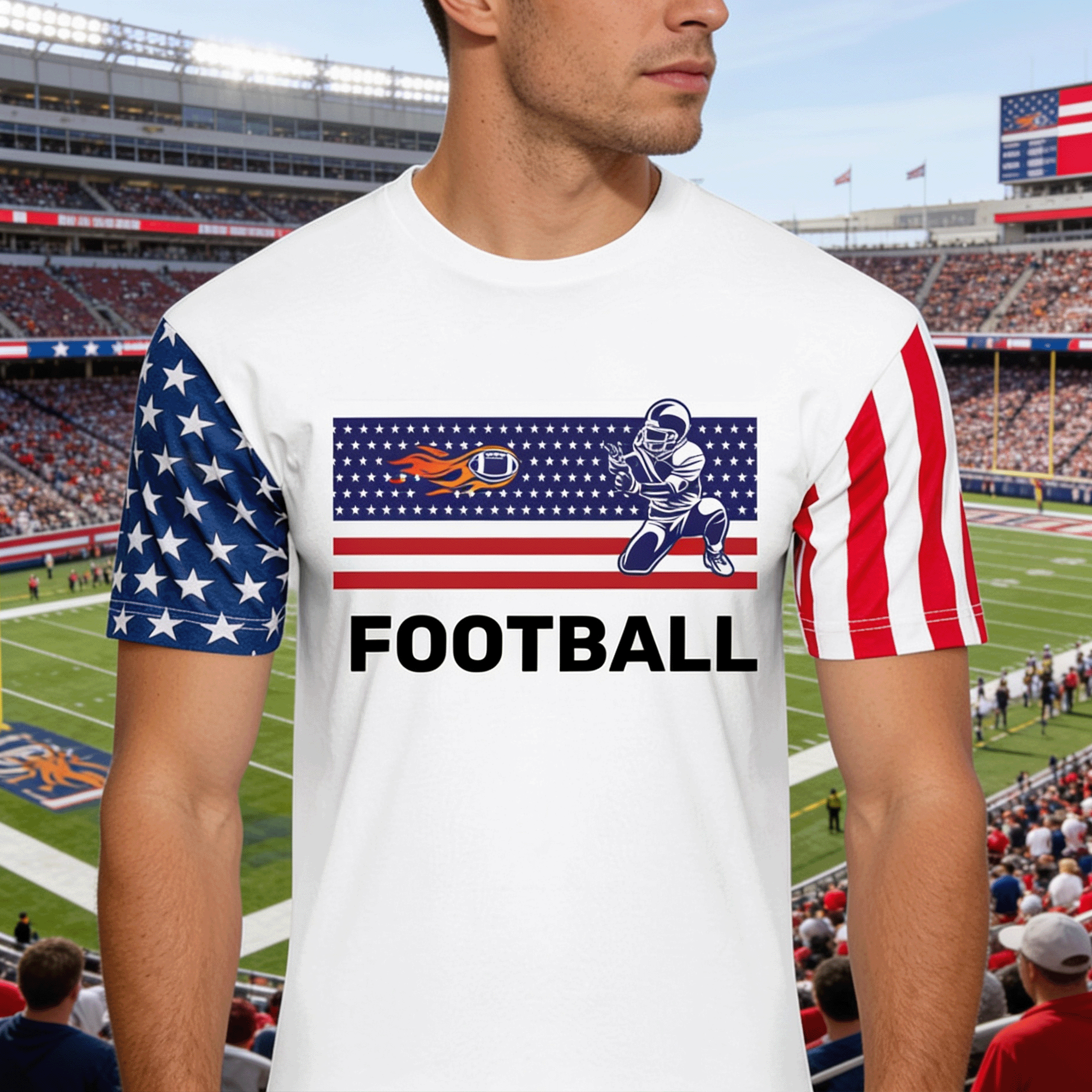 Football Patriotic Unisex Stars & Stripes T-Shirt