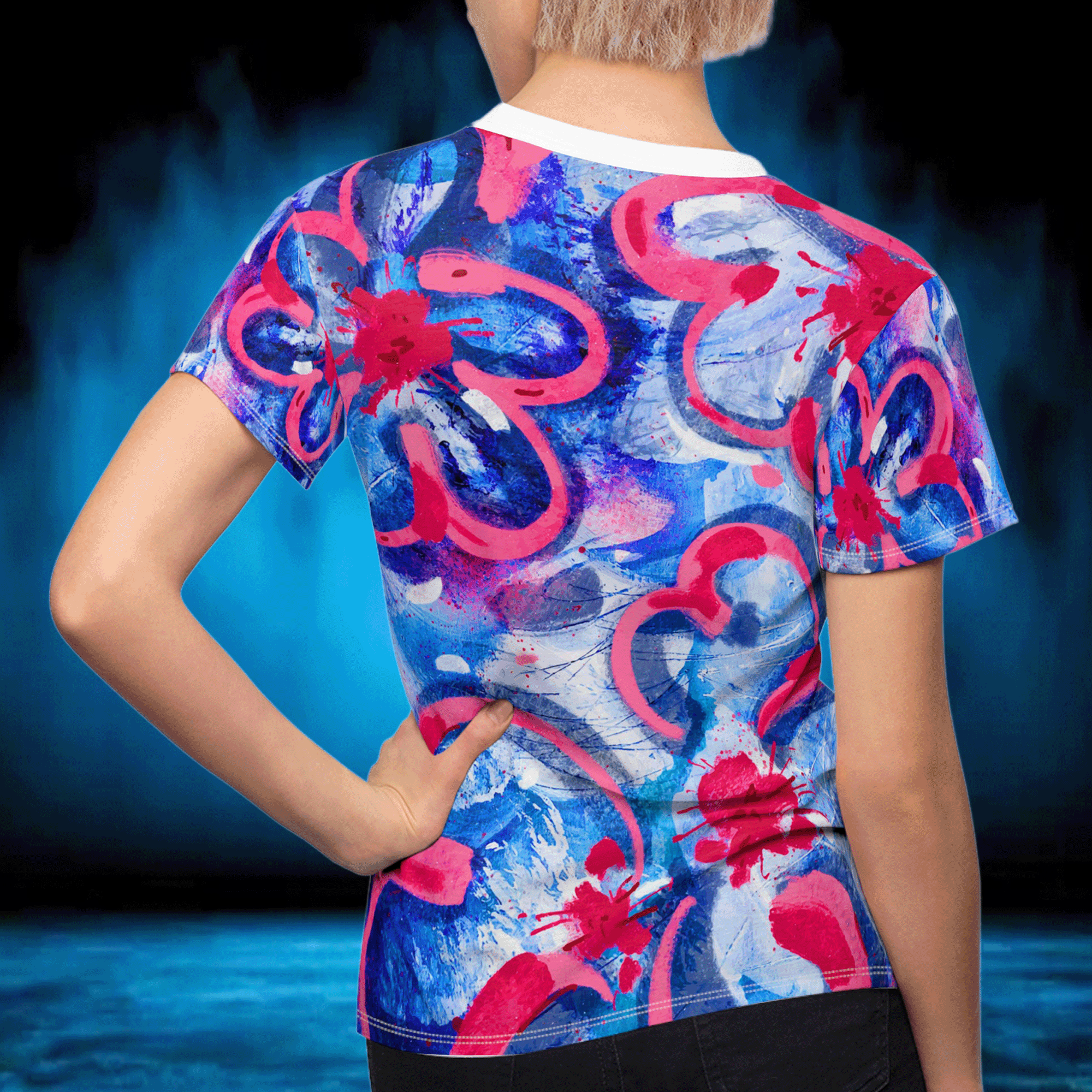 Women's Abstract Floral Watercolor Tee