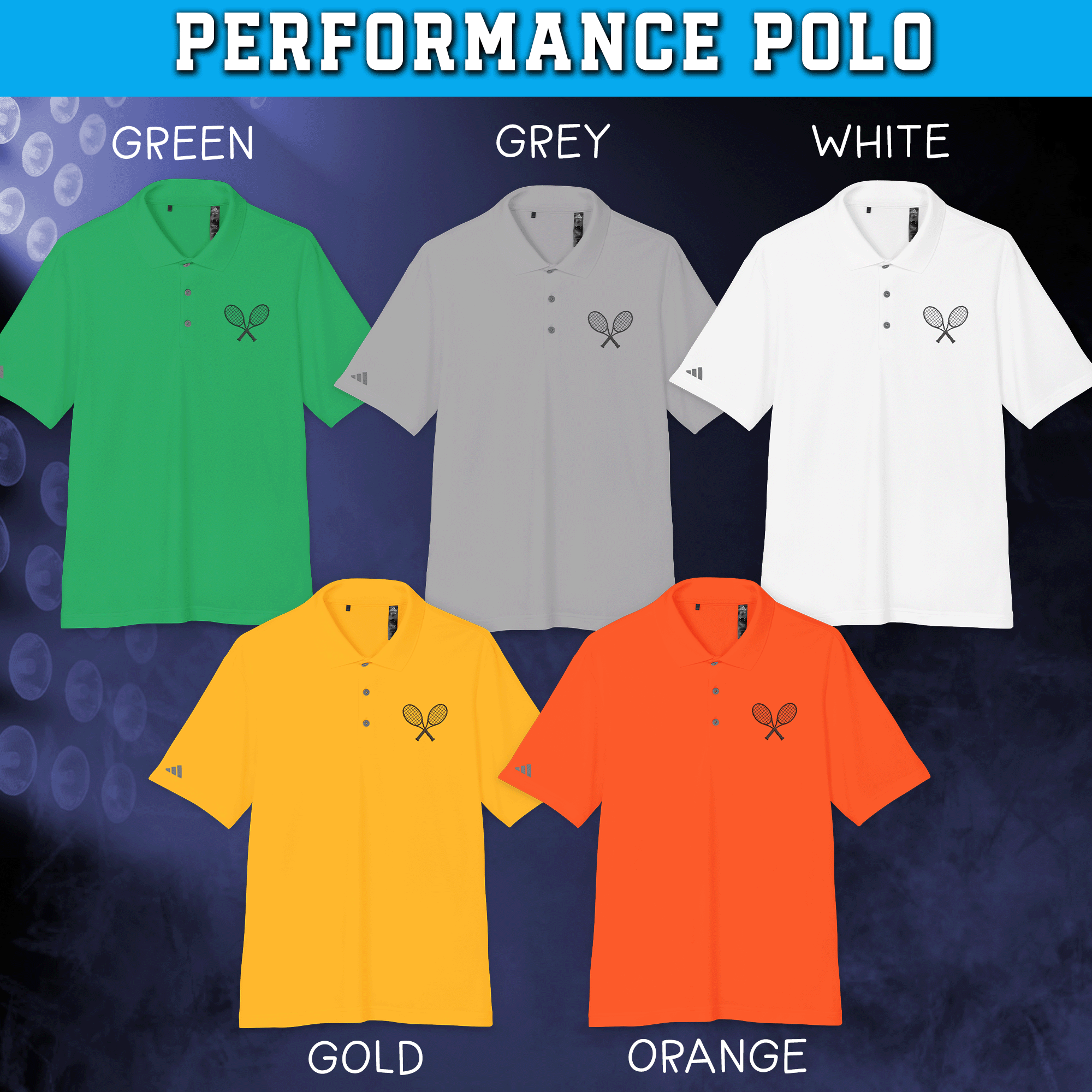 Adidas Performance Polo Embroidered Tennis Rackets