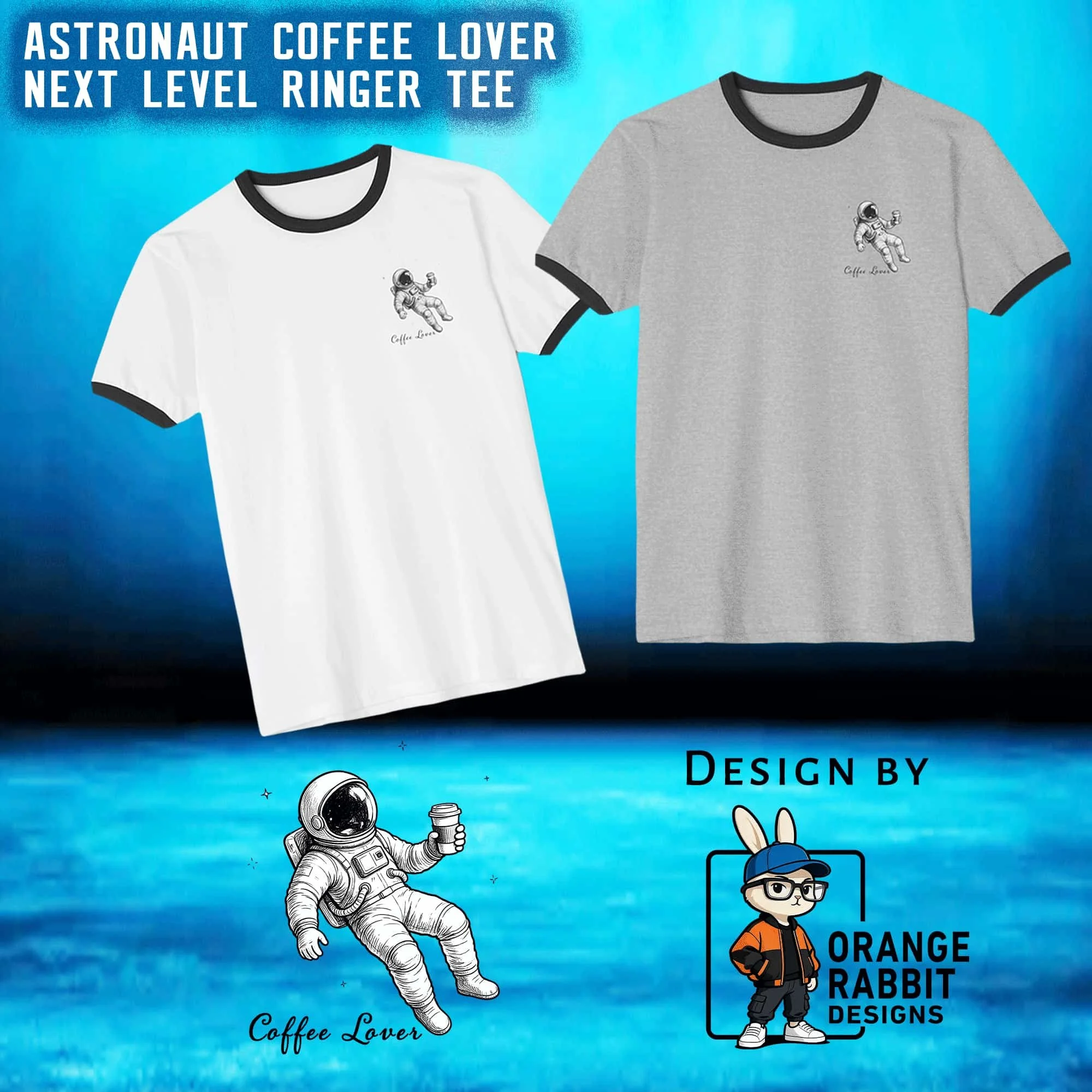 Coffee Lover Astronaut Ringer Tee