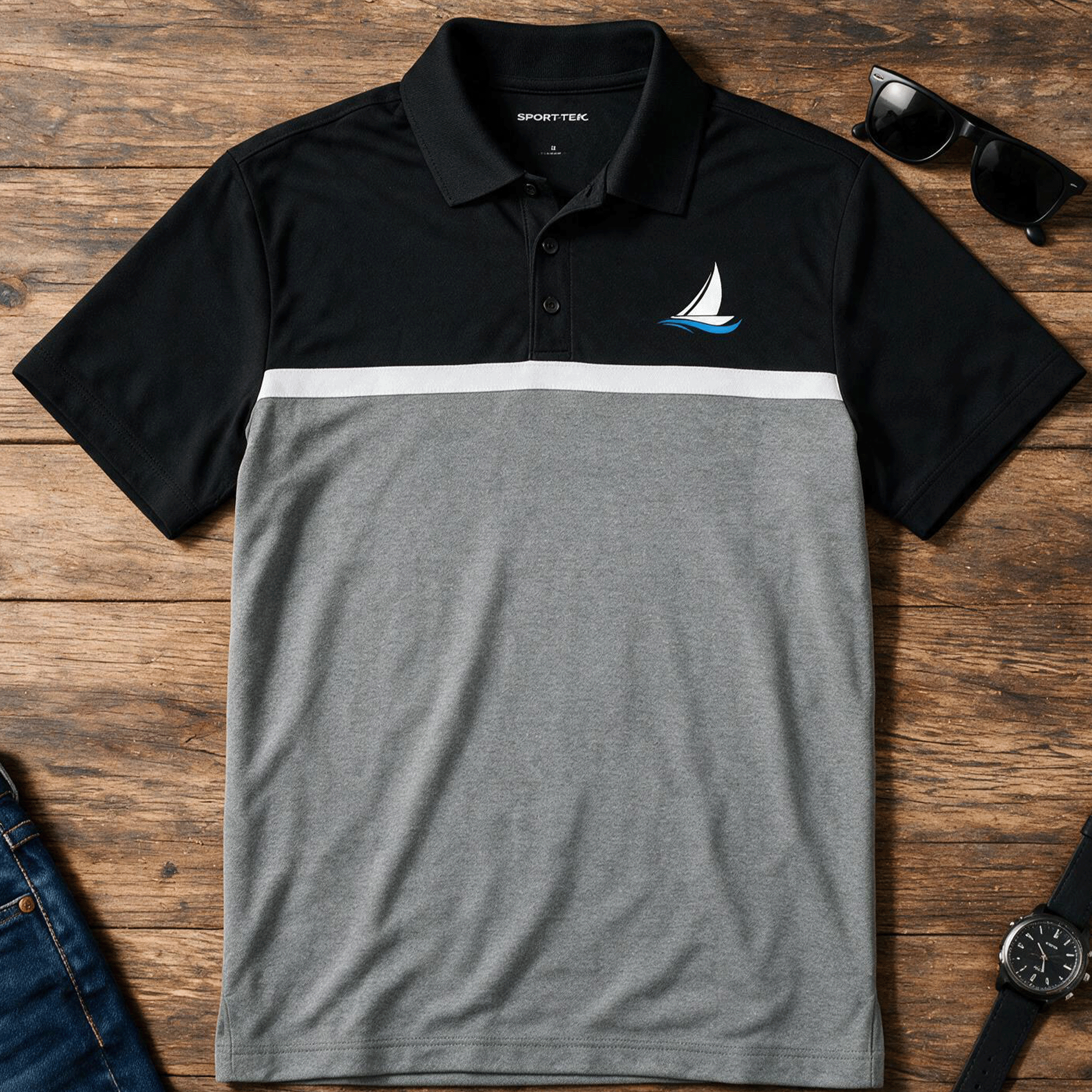 Men’s Sailboat UV Micropique Colorblock Polo