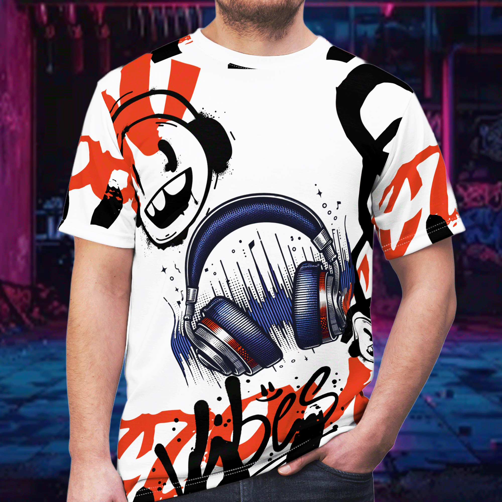 Good Vibes Headphones Graffiti Unisex Tee