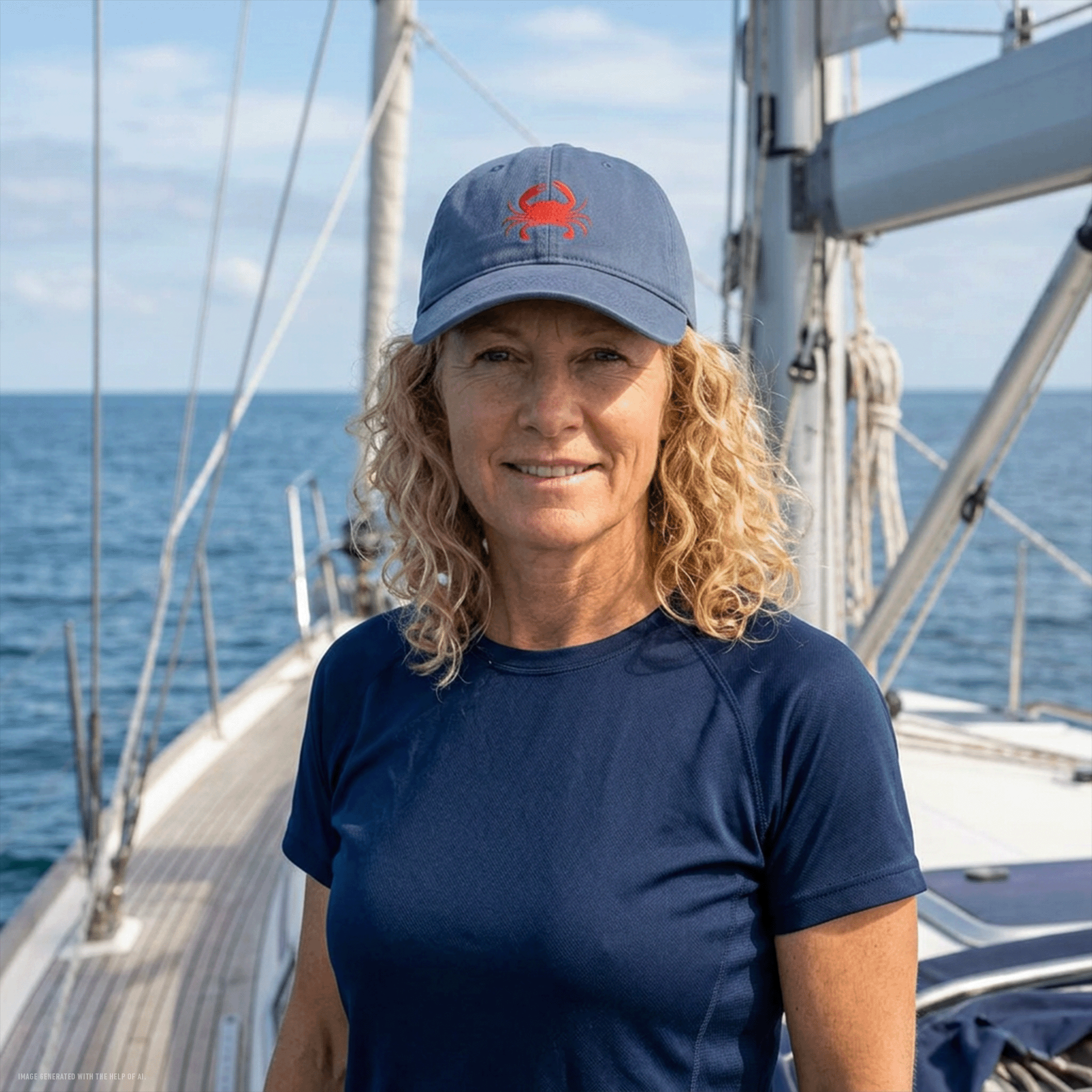 Embroidered Red Crab Coastal Washed Cap