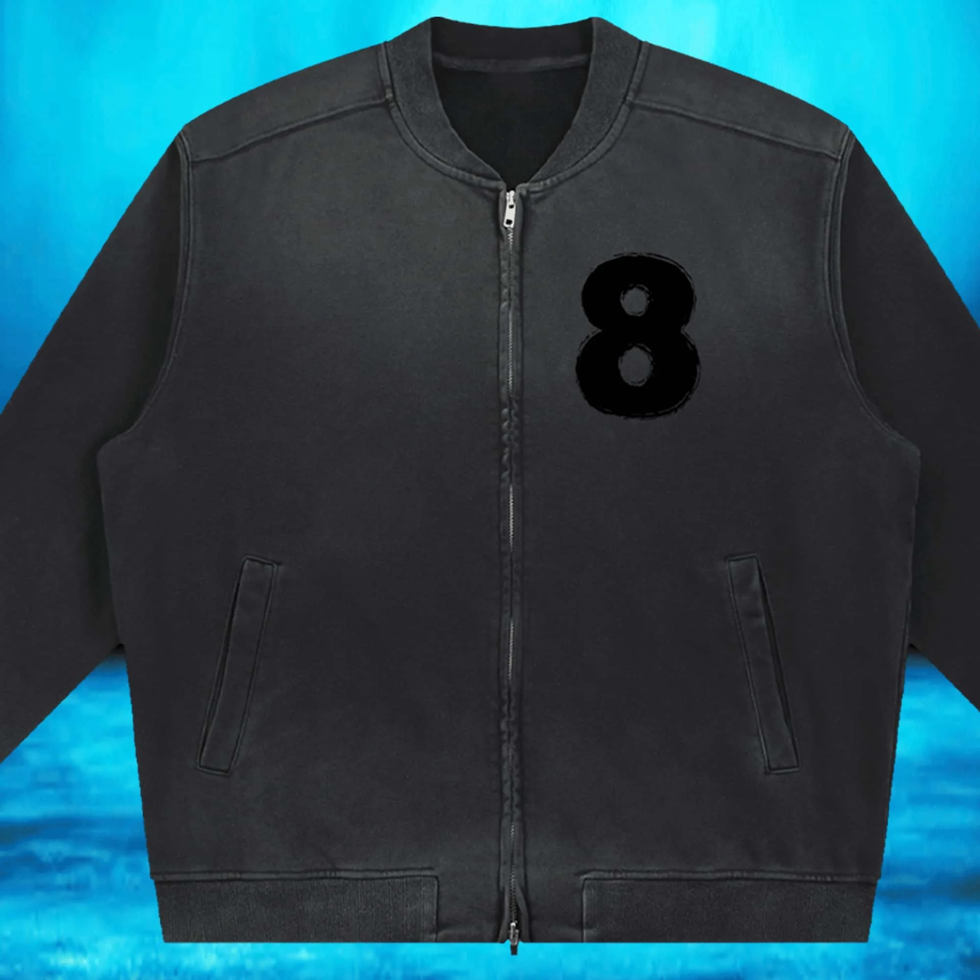 Grunge Number 8 Sun Faded Heavyweight Baseball Jacket