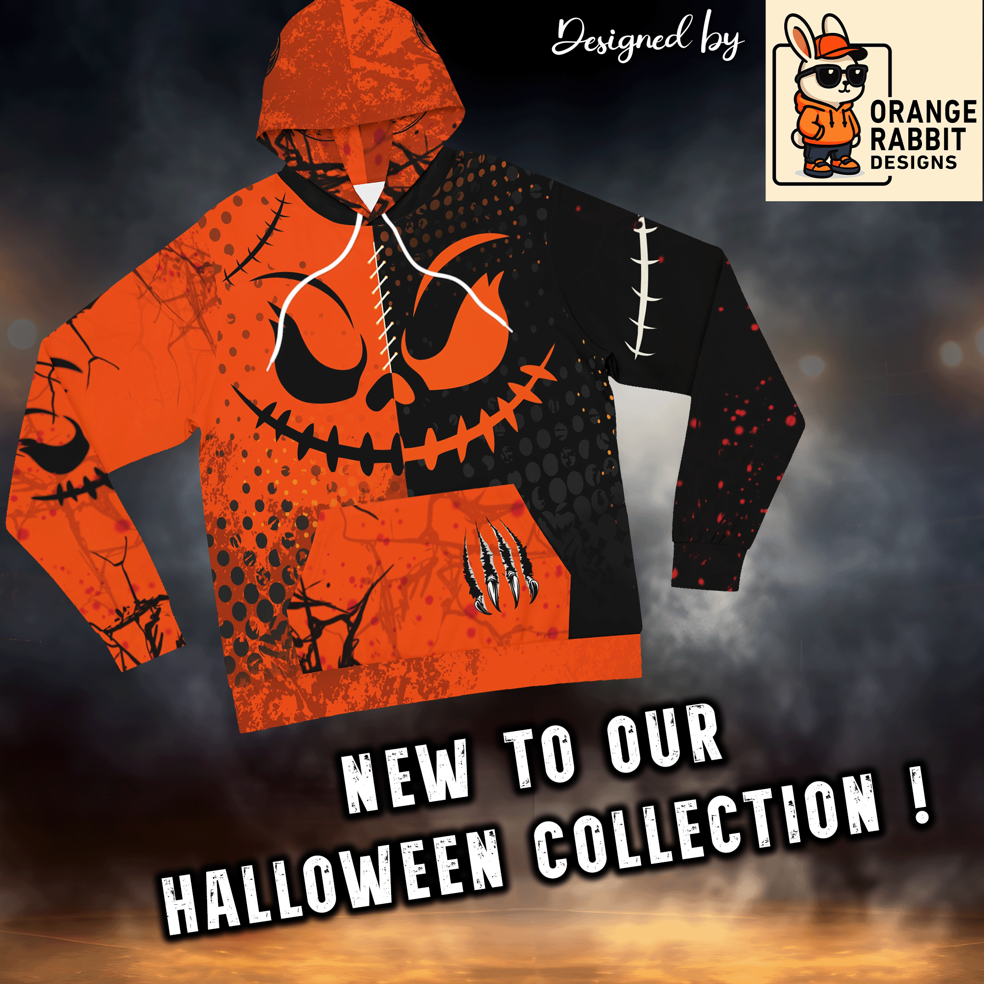 Halloween Pumpkin Faces All Over Print Hoodie
