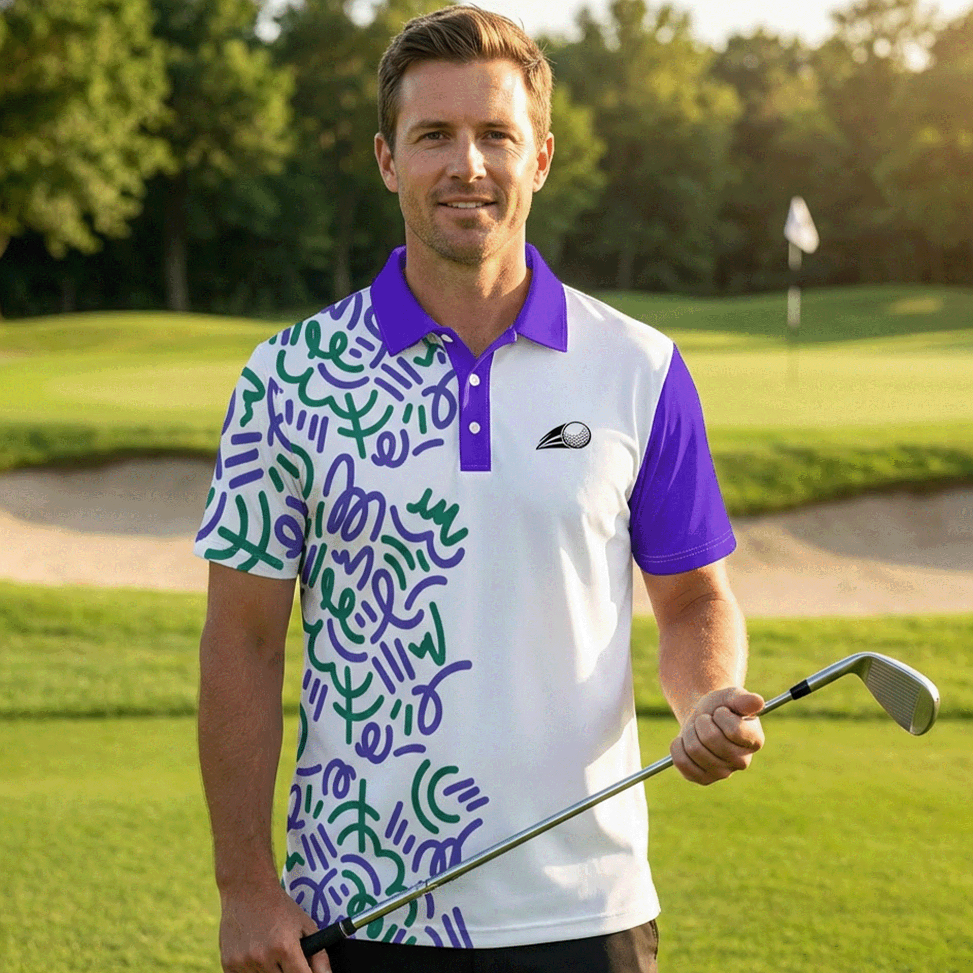 Abstract Pattern Golf Polo Shirt