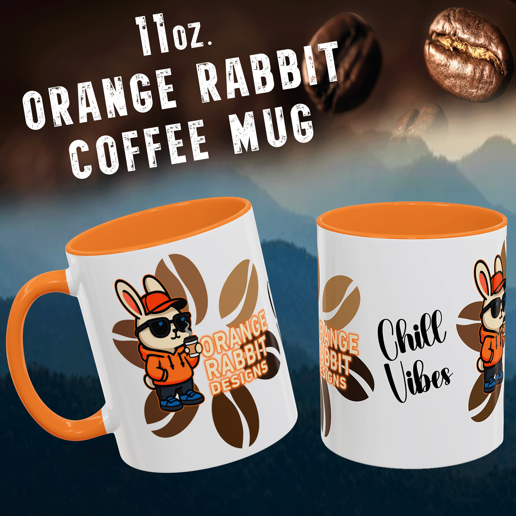 Orange Rabbit Chill Vibes Colorful Mug 11oz