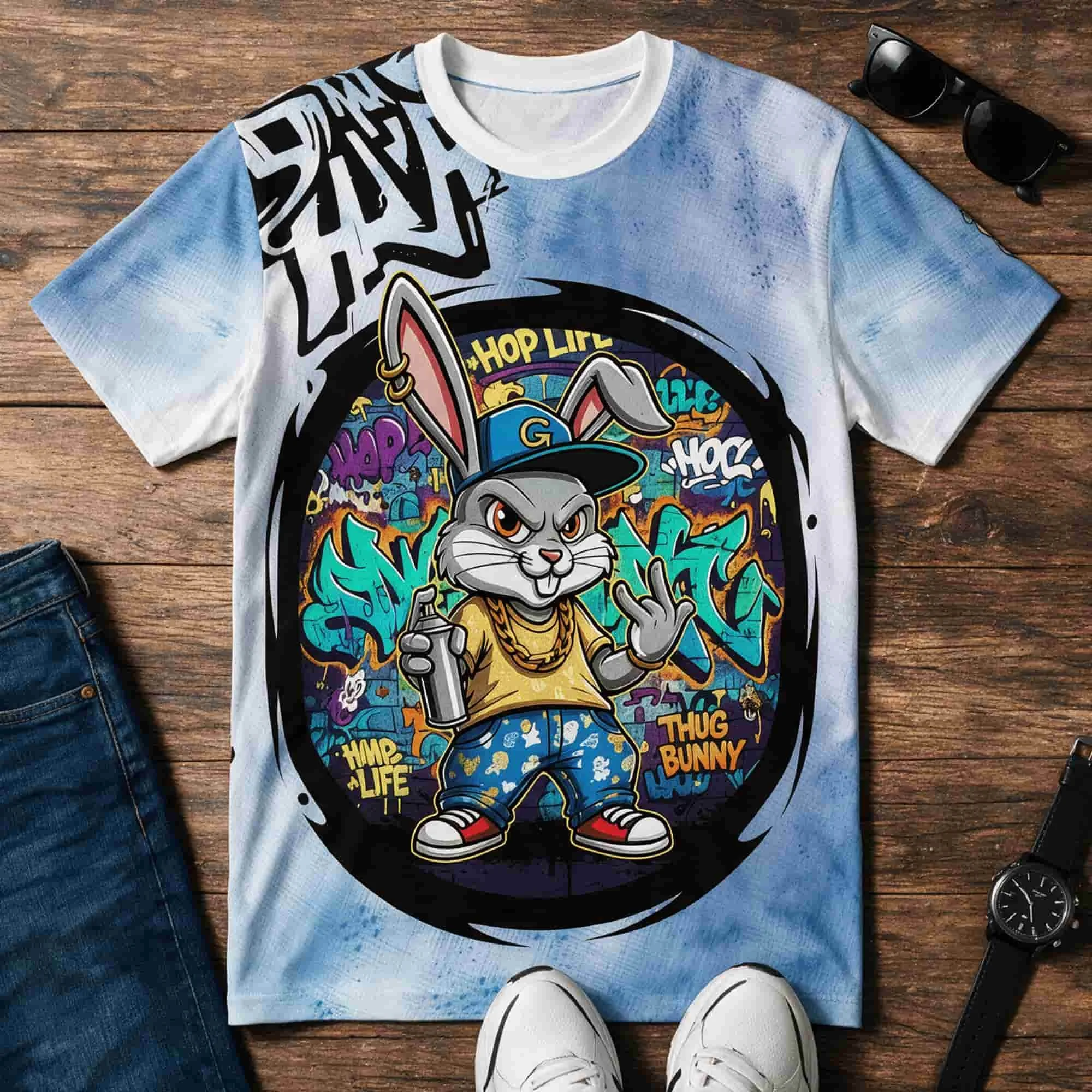Graffiti Street Bunny All-Over Print Tee