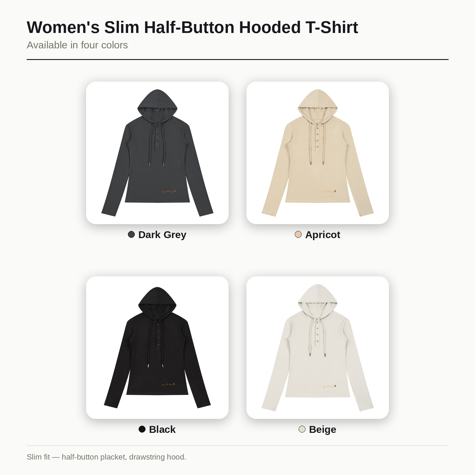 Women’s Slim Half-Button Hooded T-Shirt