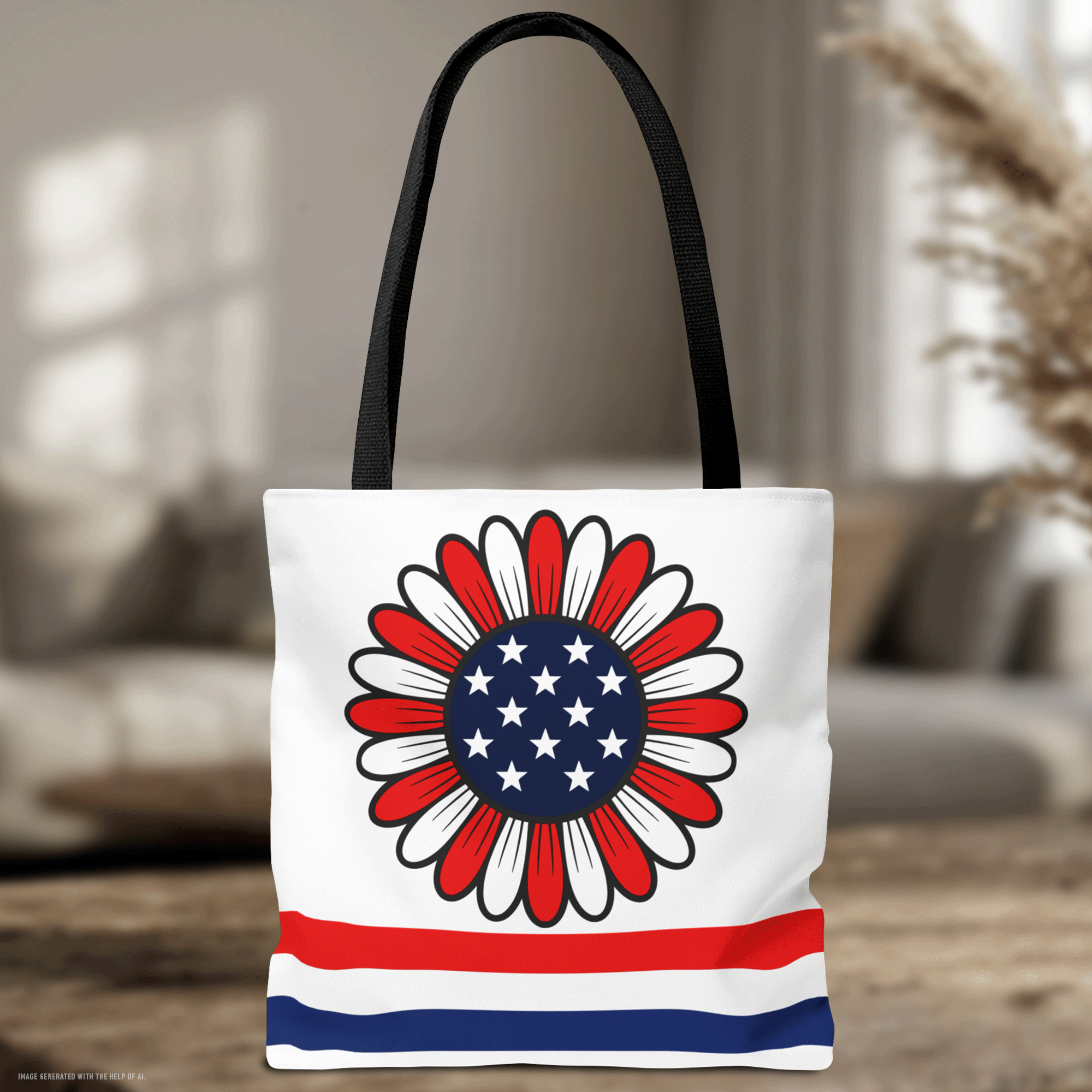 Personalized American Flower Tote Bag