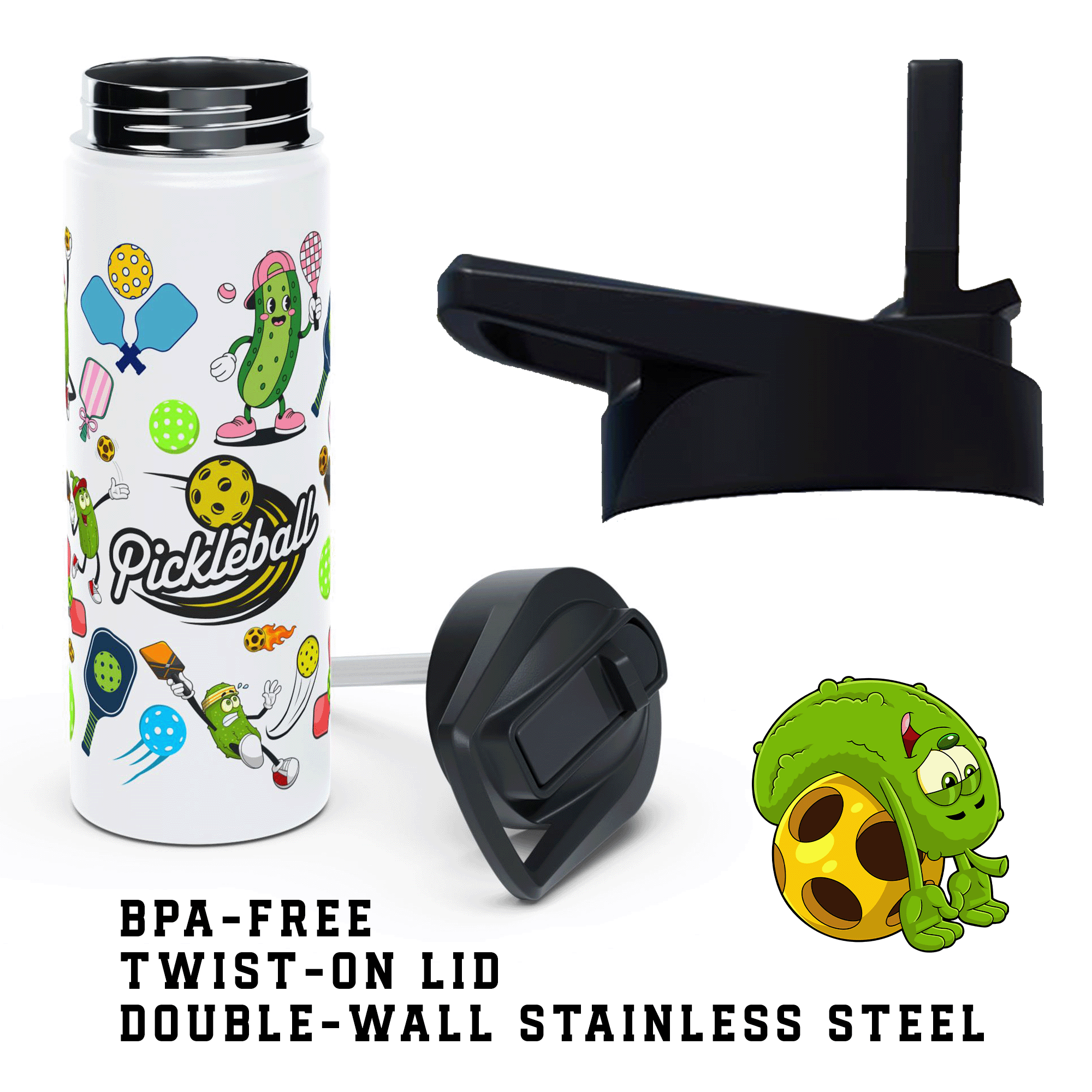 Pickleball Stainless Steel Water Bottle