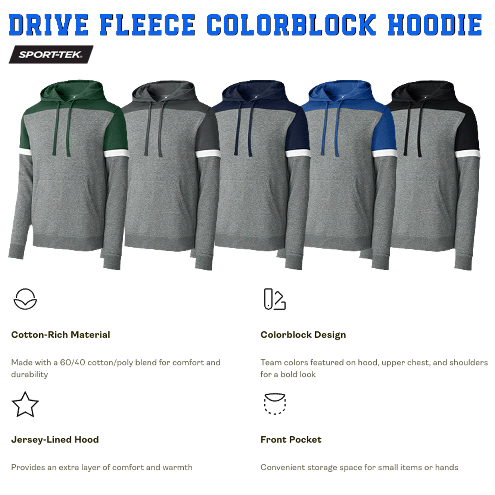 Personalized Team & Number Fleece Colorblock Pullover Hoodie