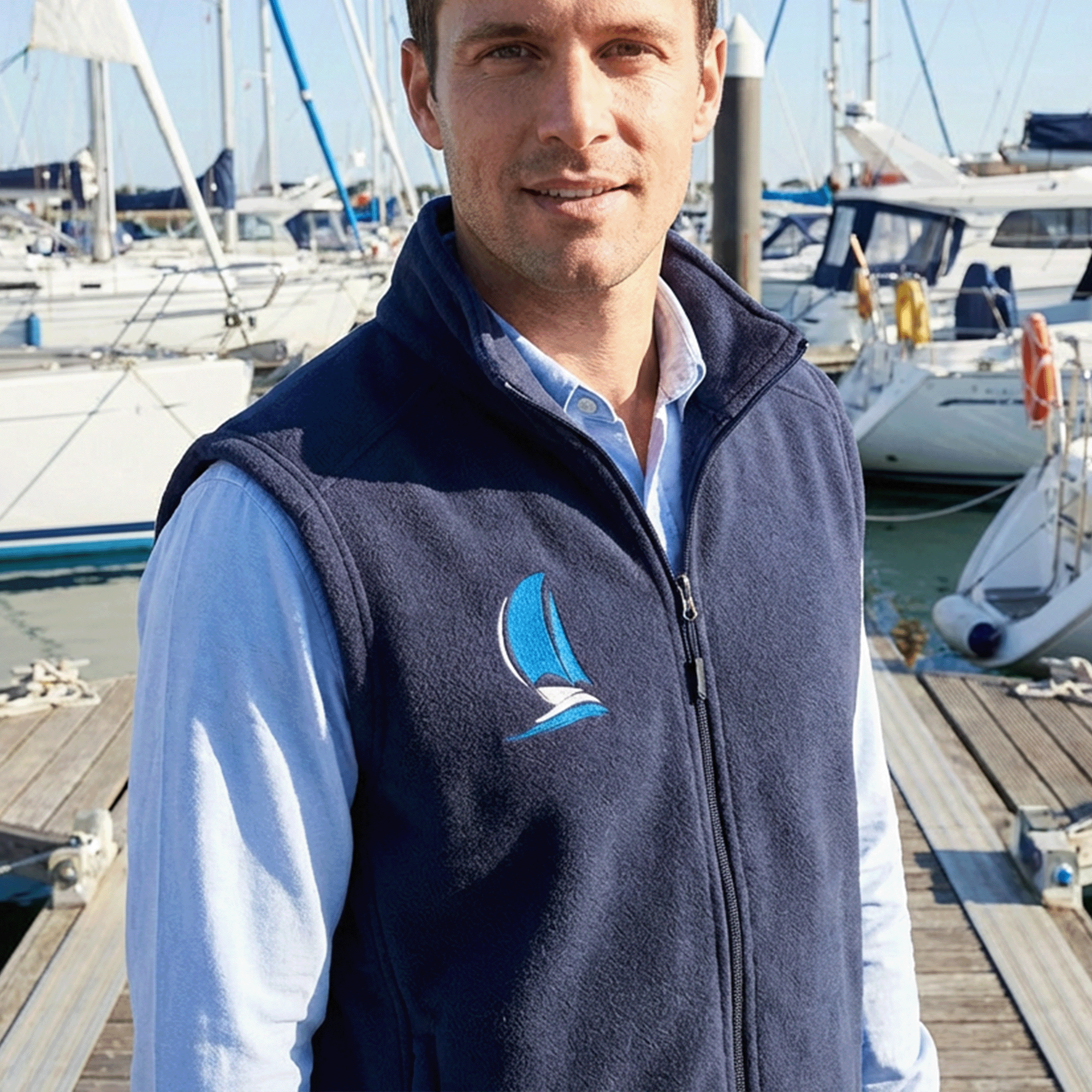 Embroidered Mens Sailboat Columbia Fleece Vest