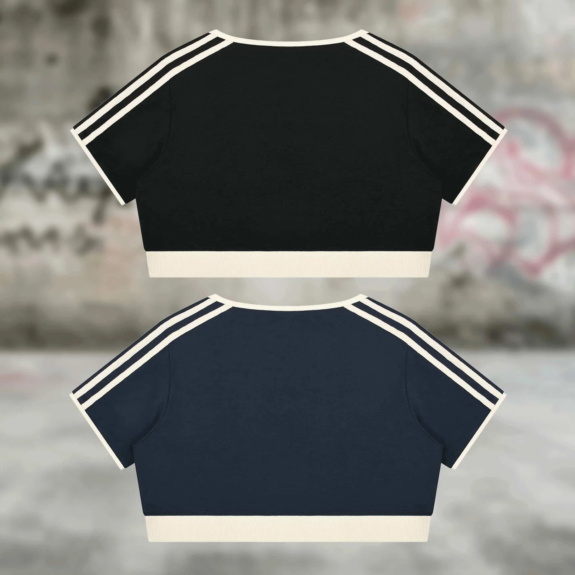 Women's Hearts Color Block Crop T-Shirt