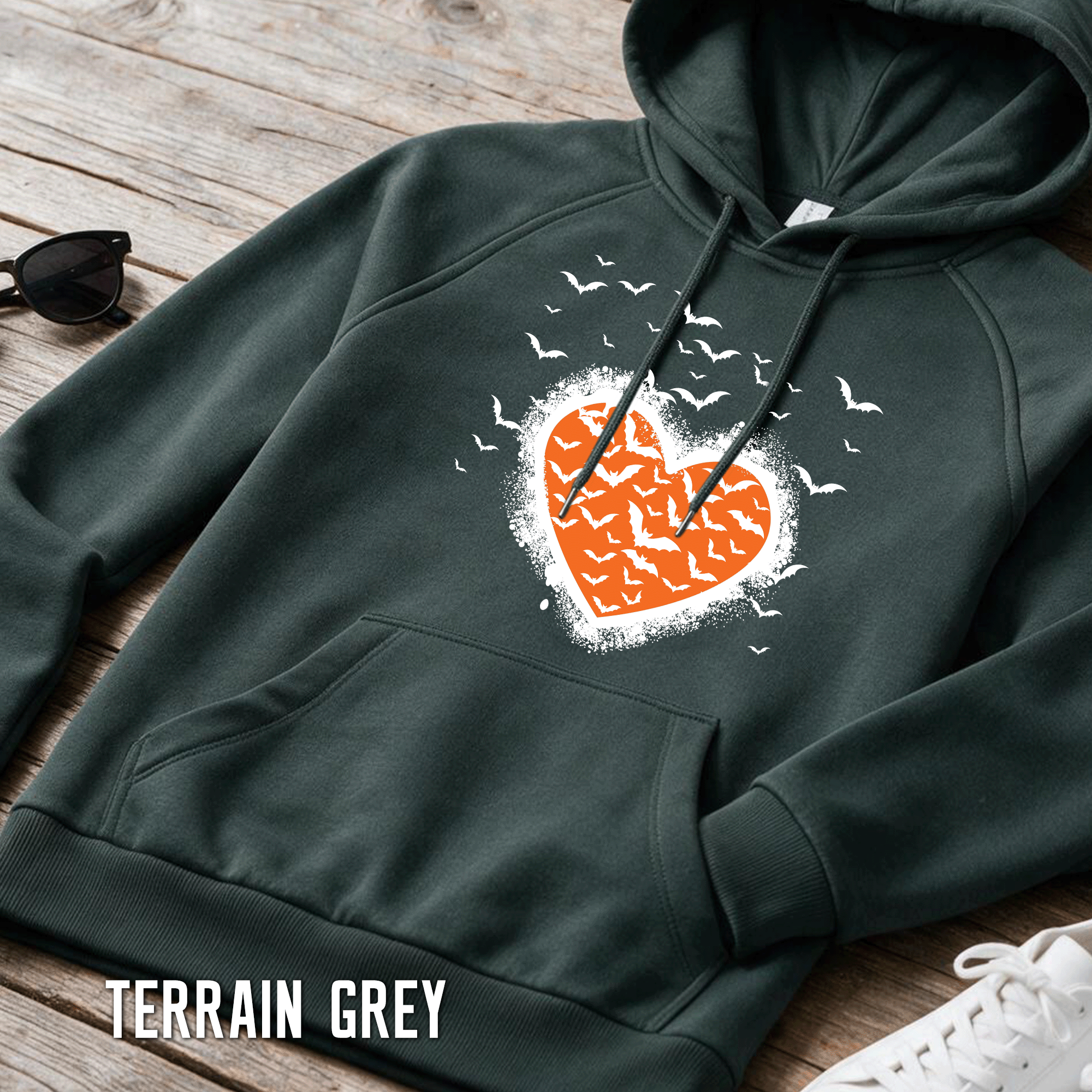 Halloween Bats Graffiti Heart Unisex Organic CVC Fleece Pullover Hoodie