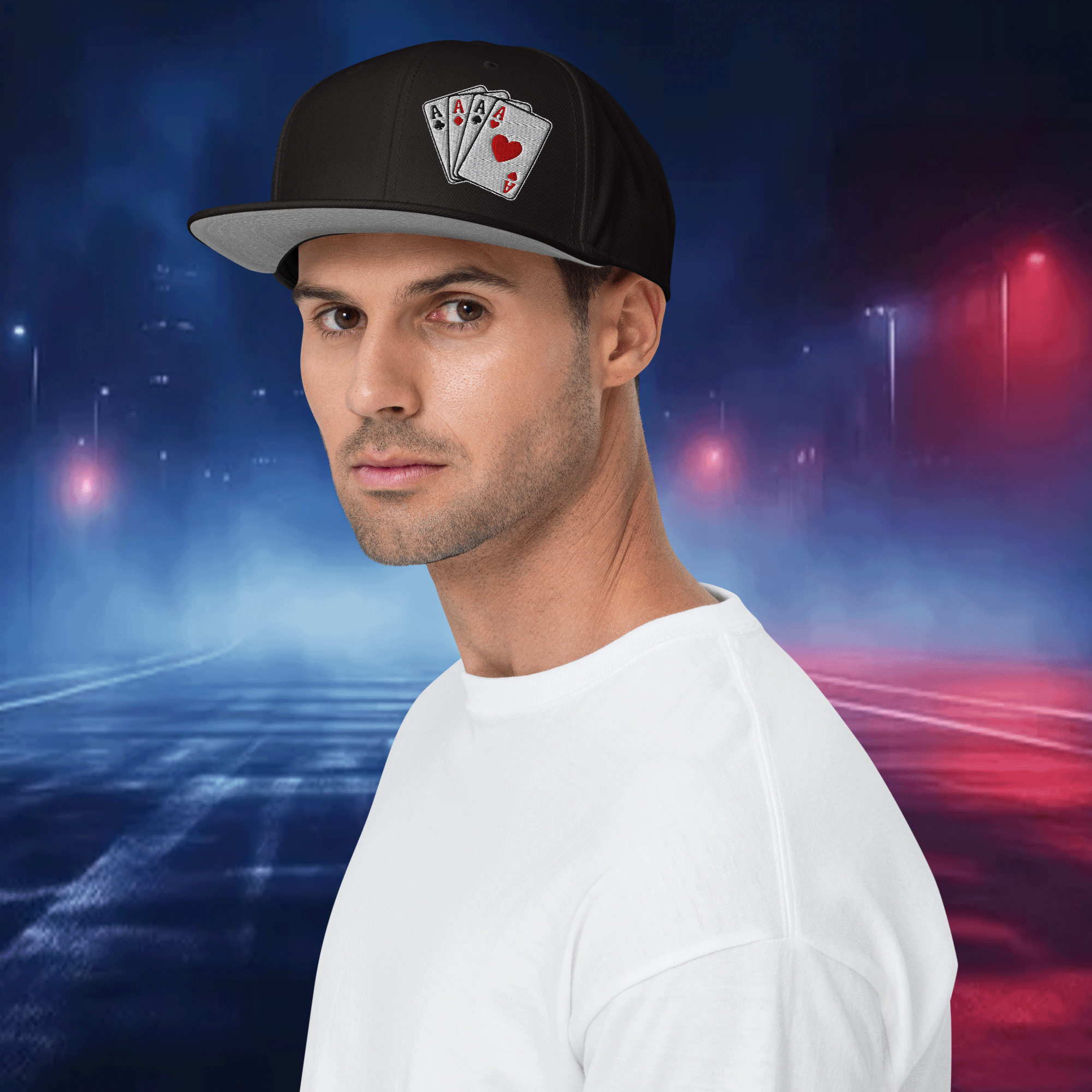 Embroidered Ace Cards Snapback Cap