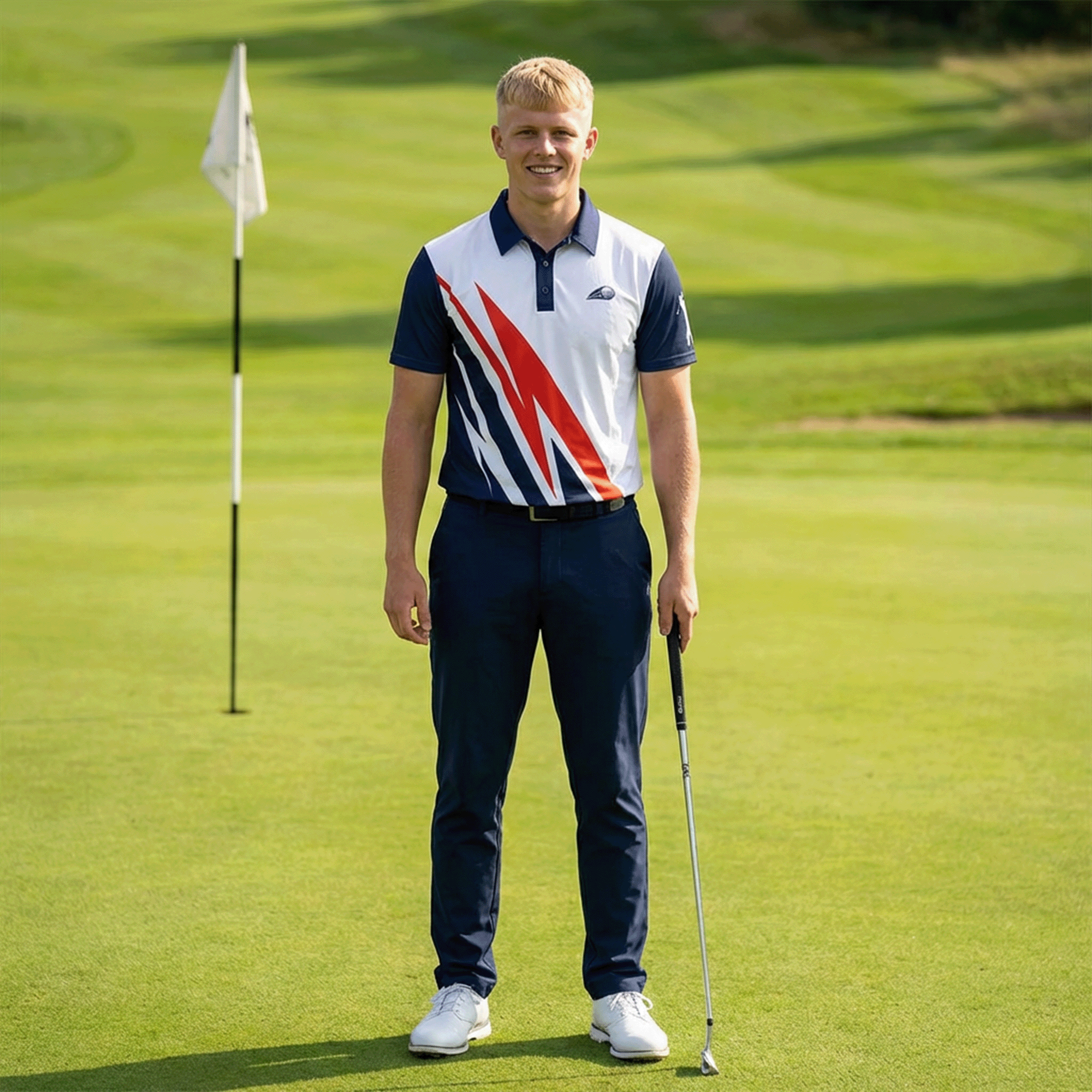 Golf Zig Zag Stripe Performance Polo Shirt