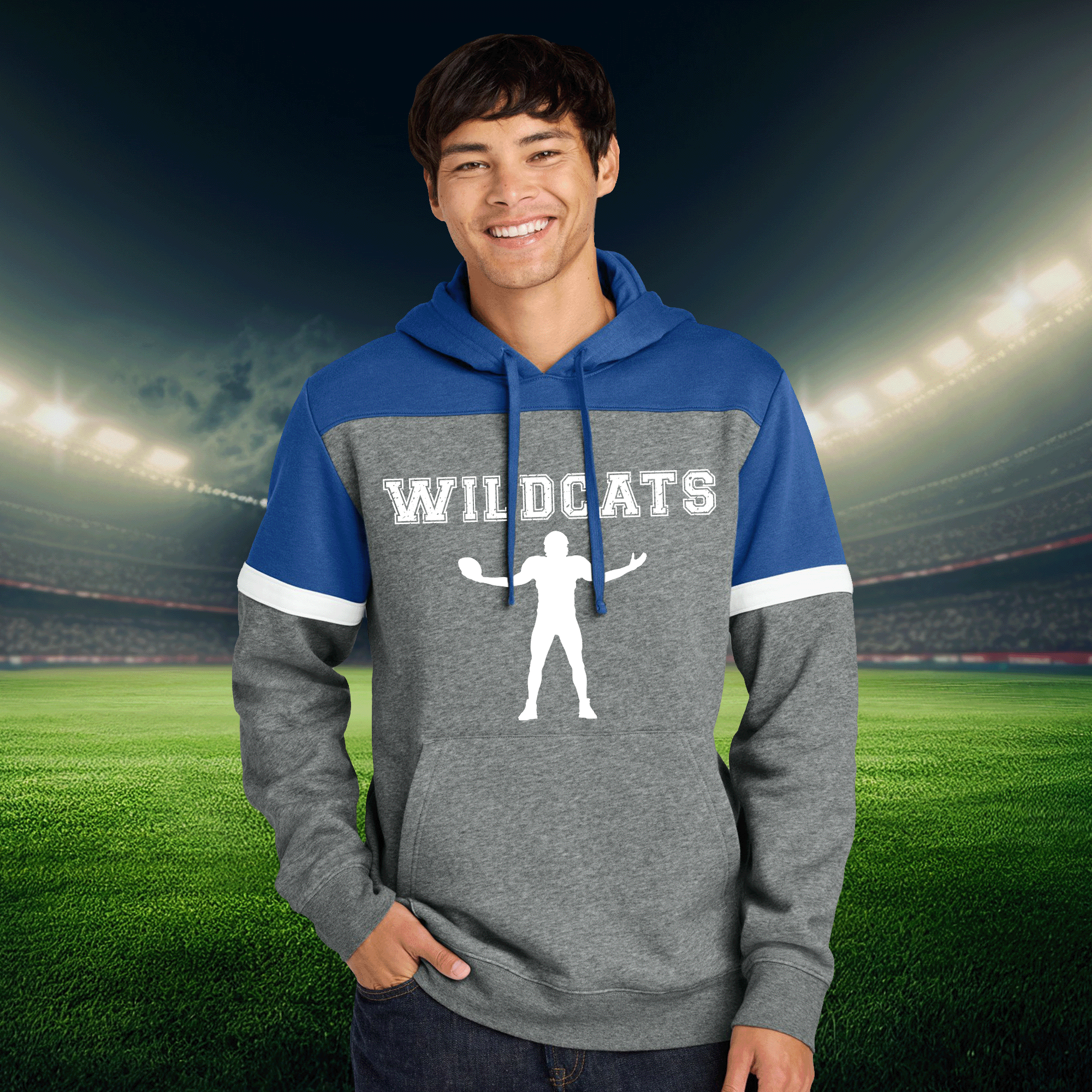 Personalized Team & Number Fleece Colorblock Pullover Hoodie