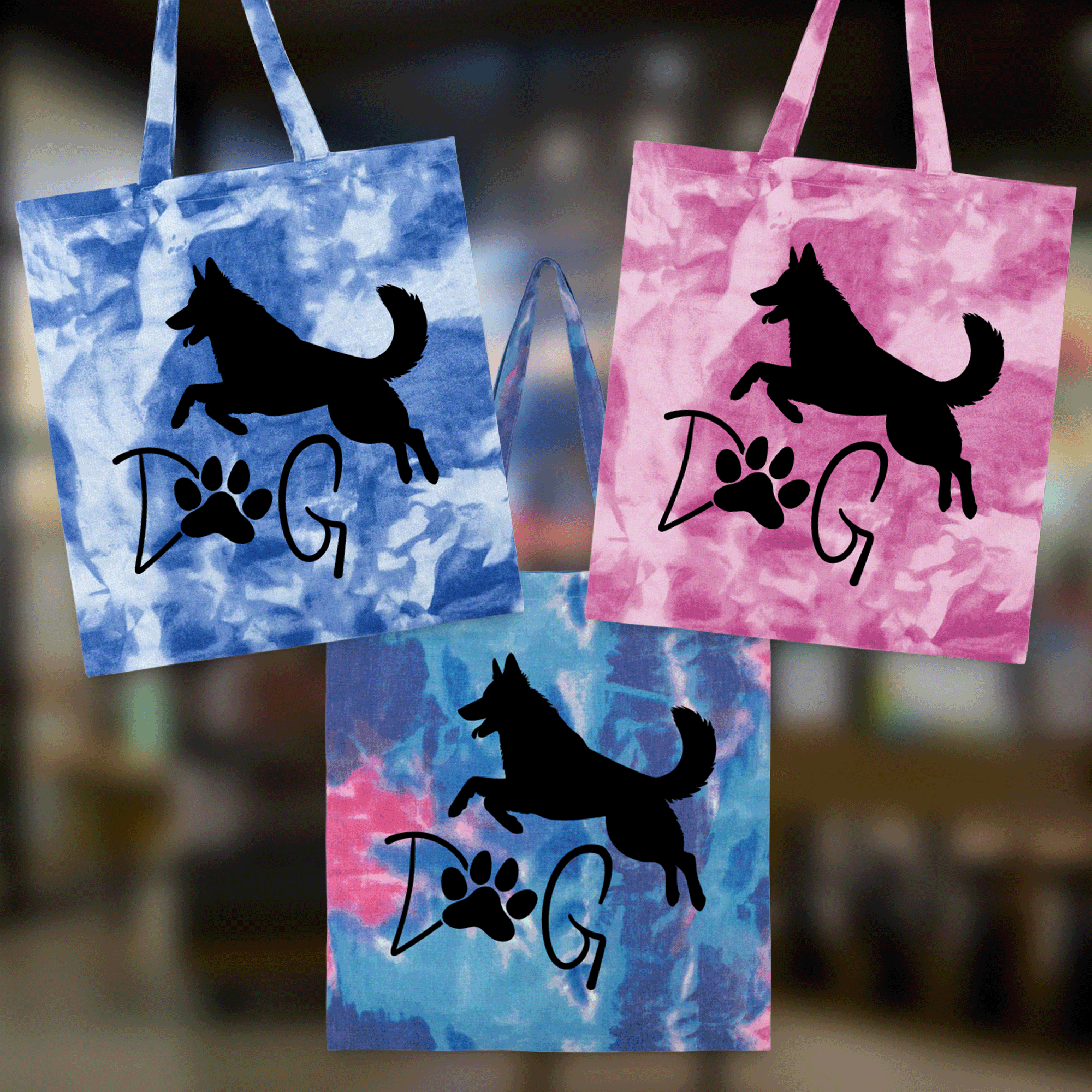 Dog Tie Dye Tote Bag