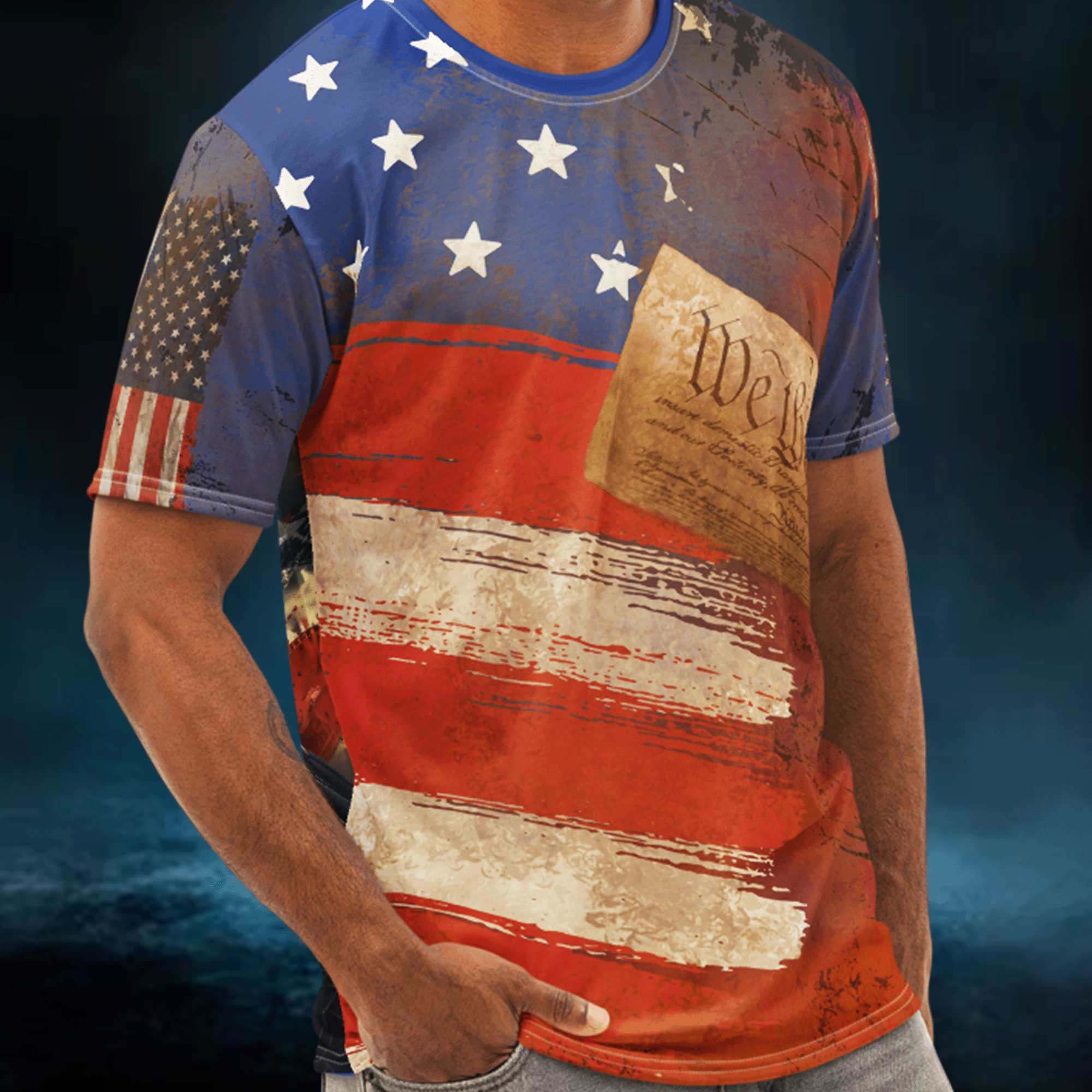 American Flag and Eagle Grunge Streetwear T-shirt