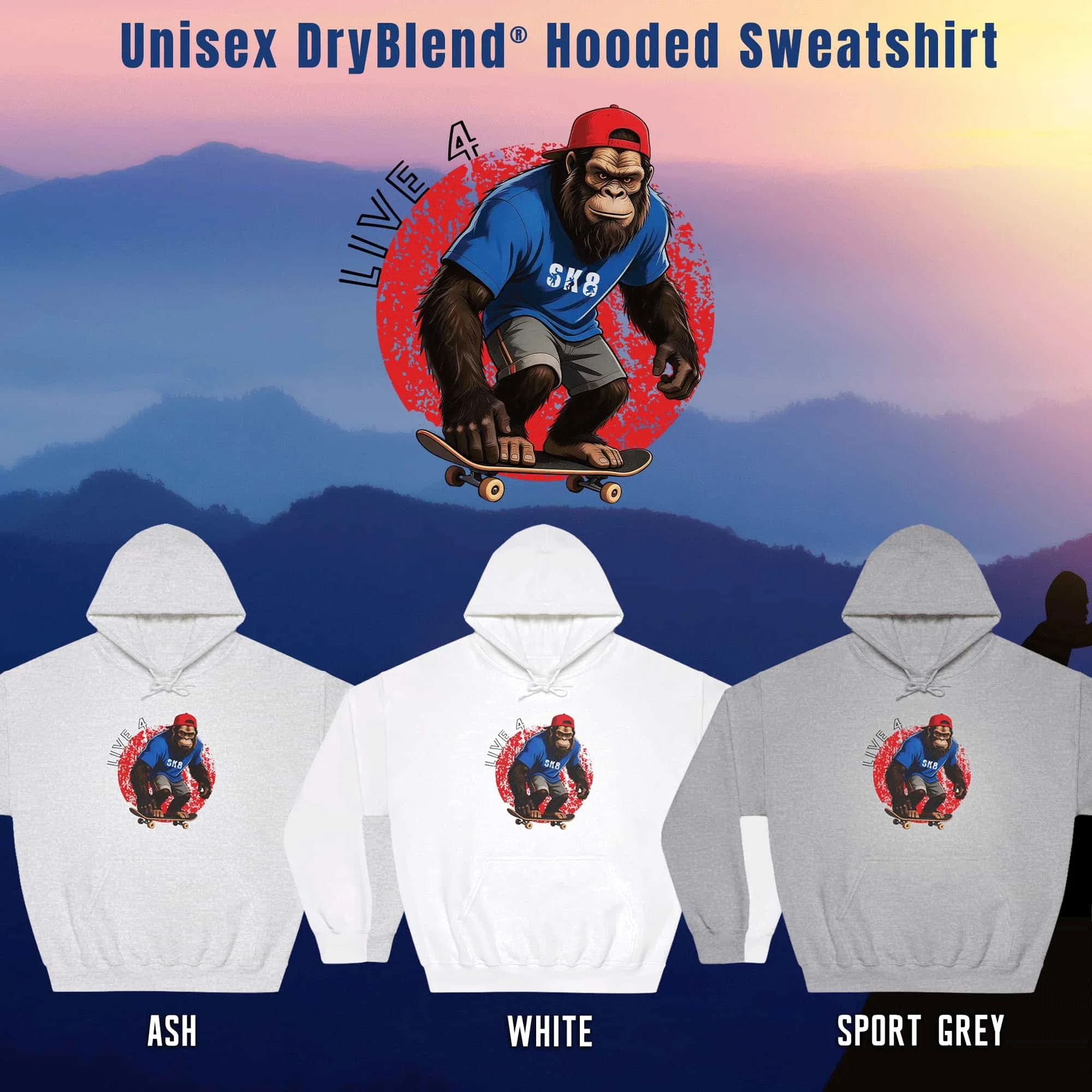 Sasquatch Skateboarder 4 Life Graphic Dryblend Hoodie