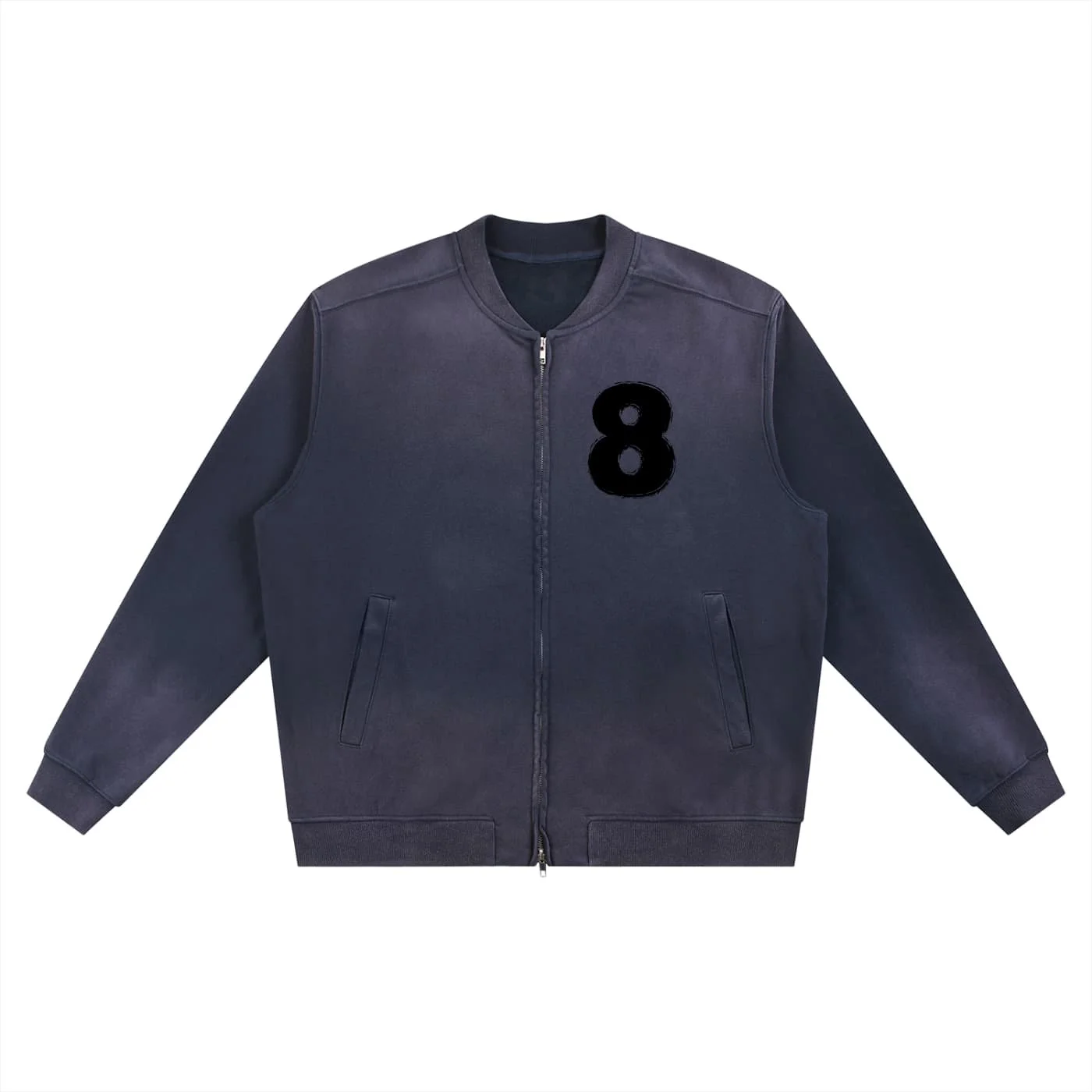 Grunge Number 8 Sun Faded Heavyweight Baseball Jacket