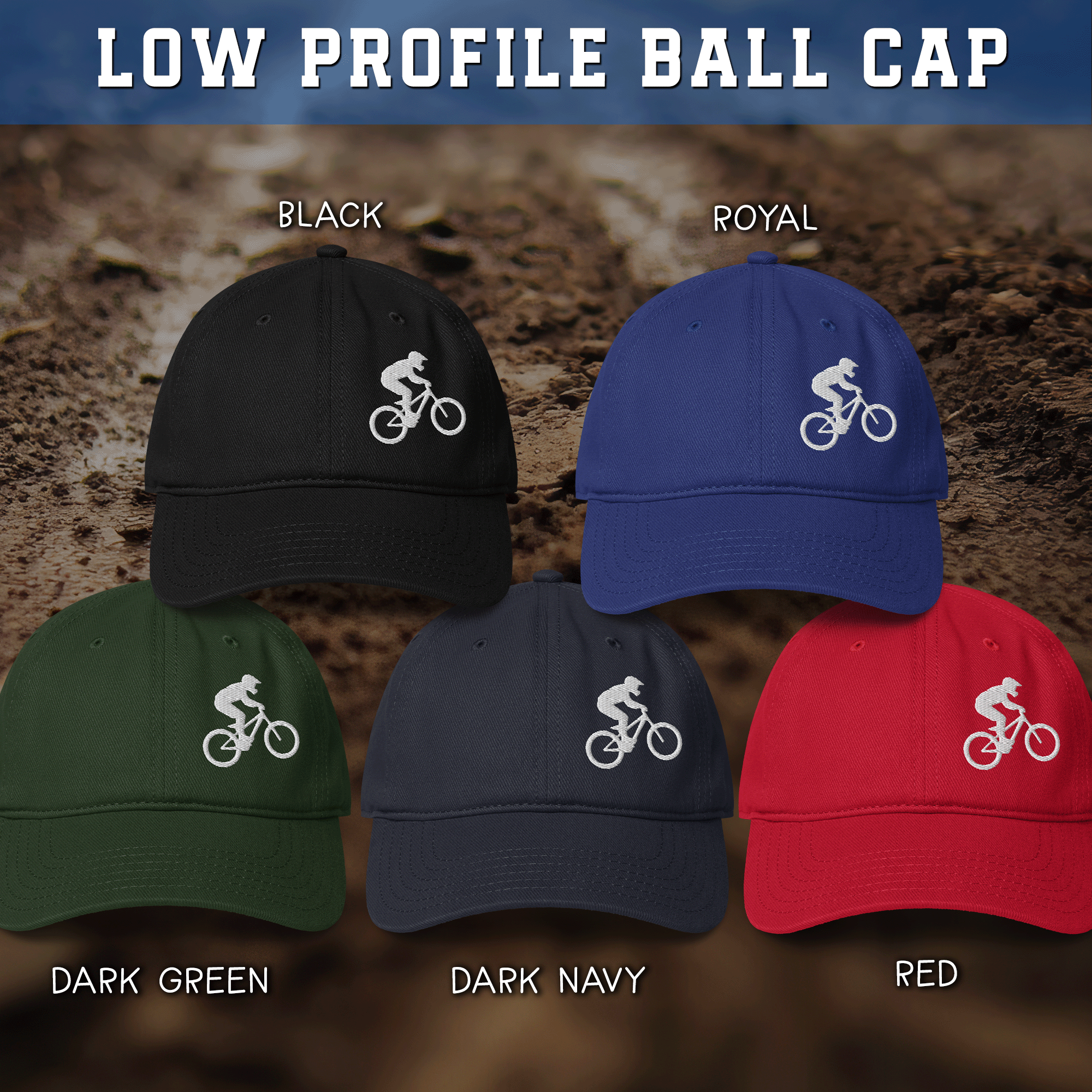 Embroidered Mountain Bike Low-profile Cap