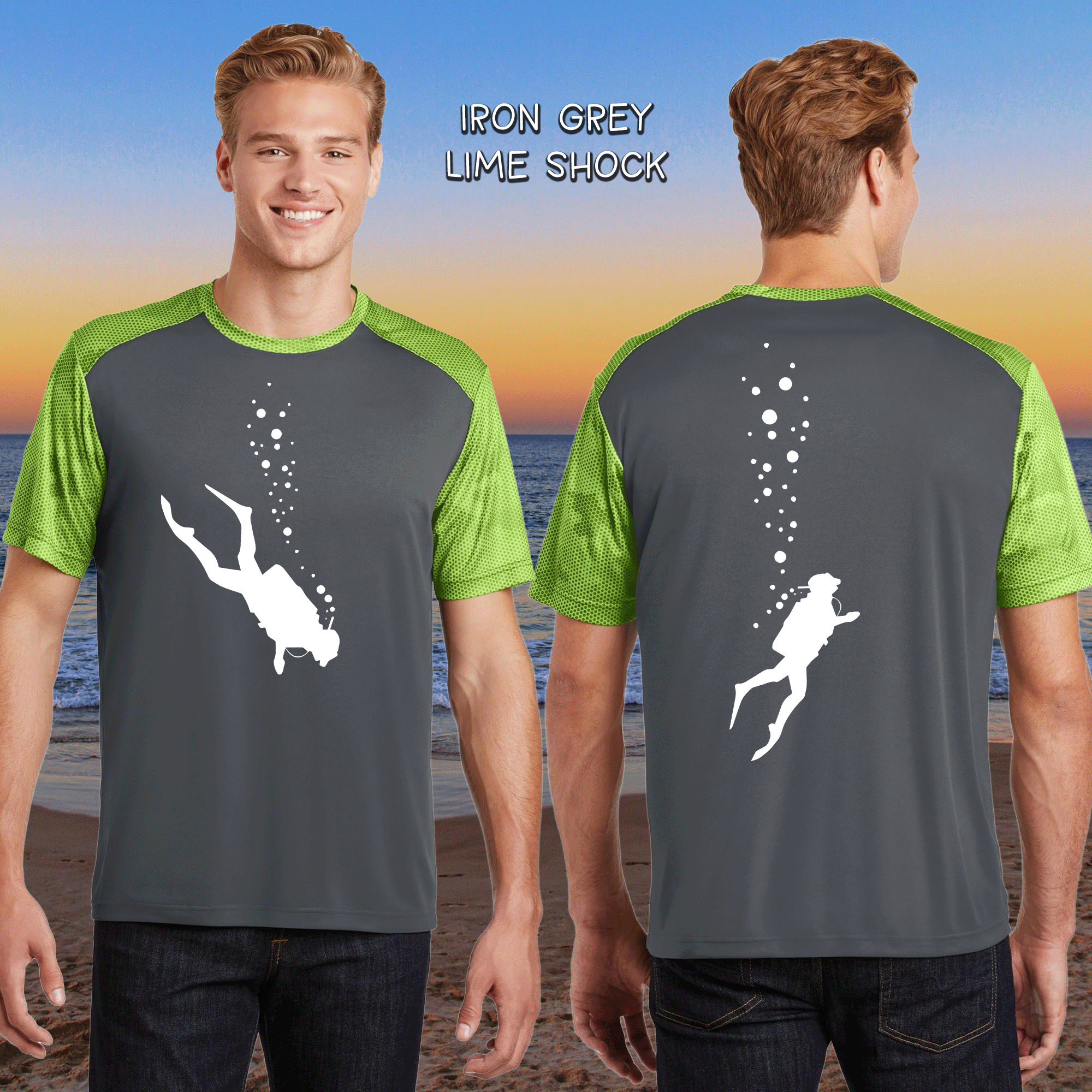 Scuba Diver Men's Polyester CamoHex SportTek Shirt