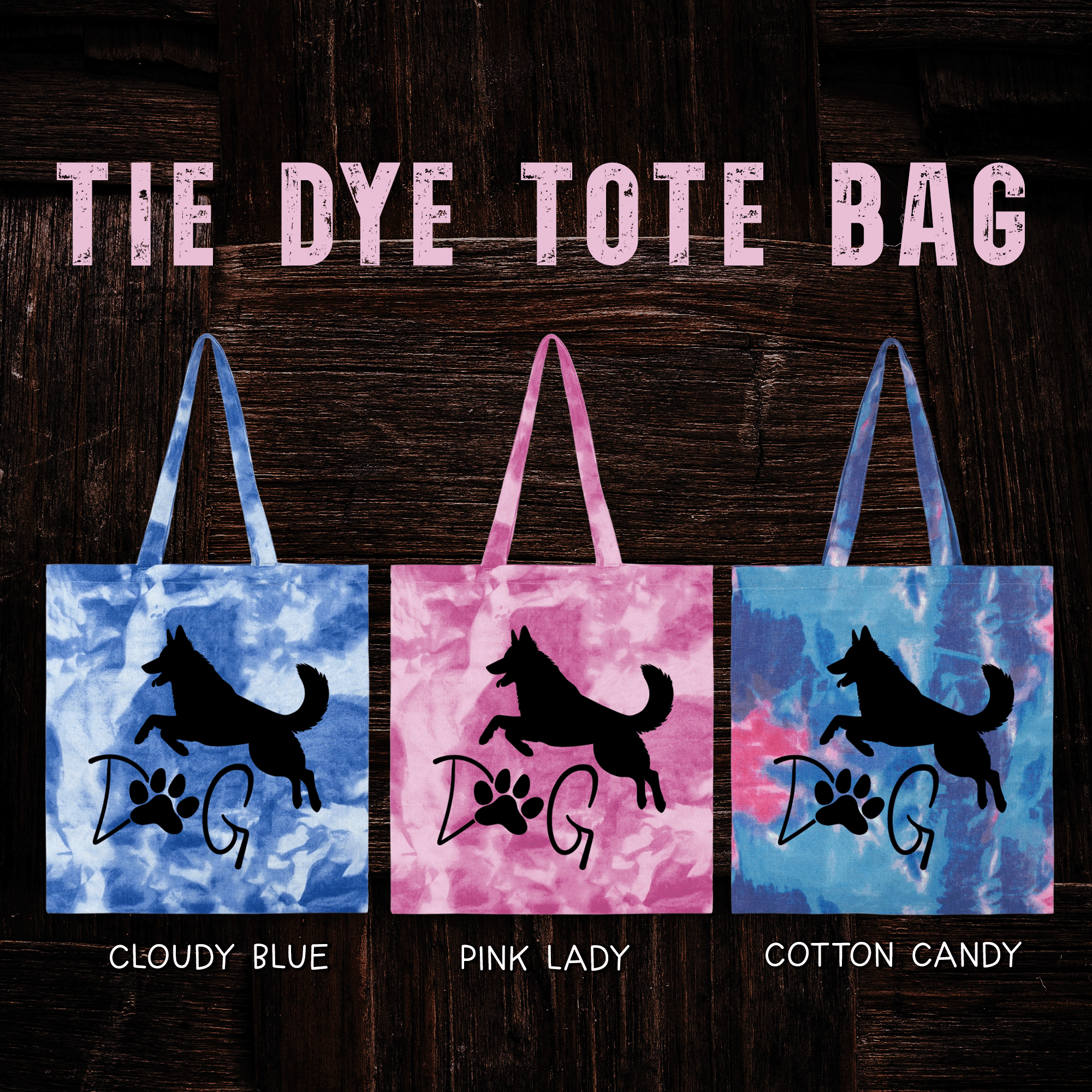 Dog Tie Dye Tote Bag