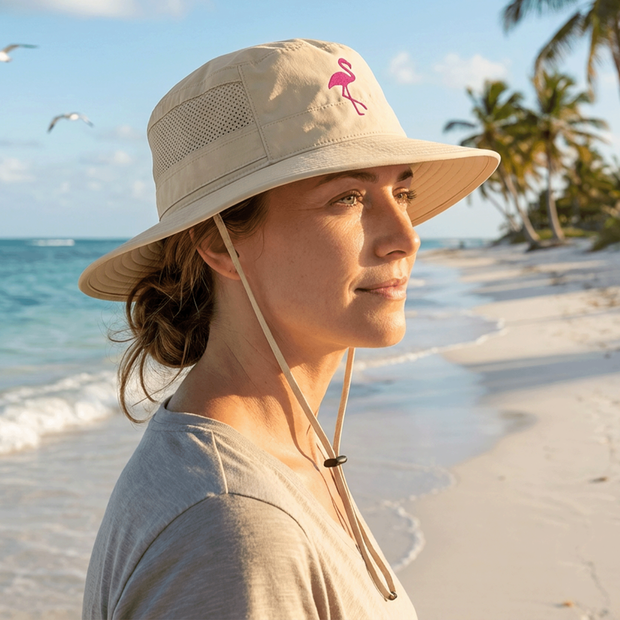 Embroidered Flamingo Columbia Bora Bora Hat