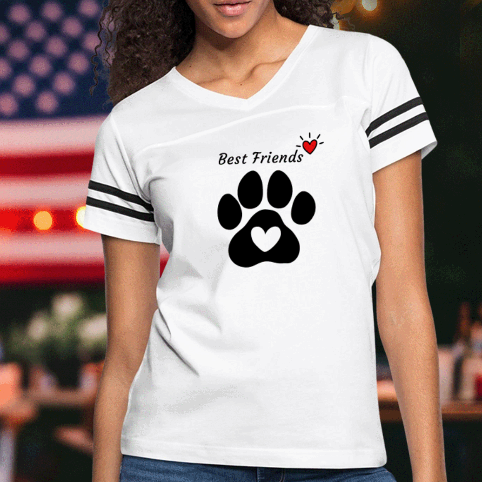 Women’s Dog Paw Best Friends Vintage Sport T-Shirt