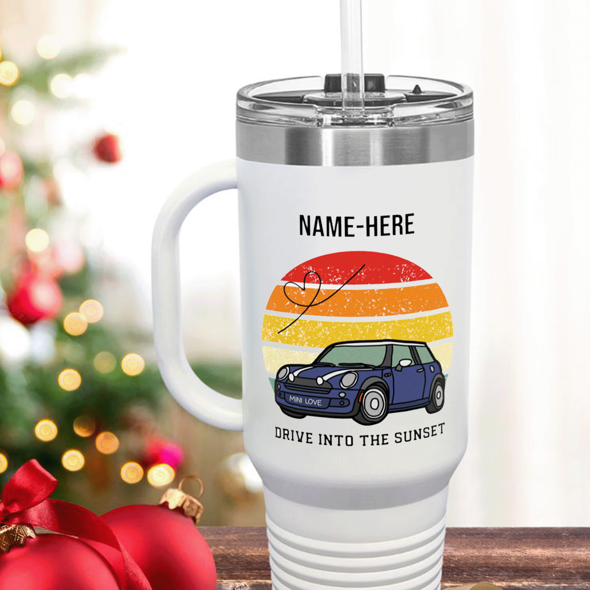 Personalized Mini Drive Into the Sunset Insulated 40oz Travel Mug