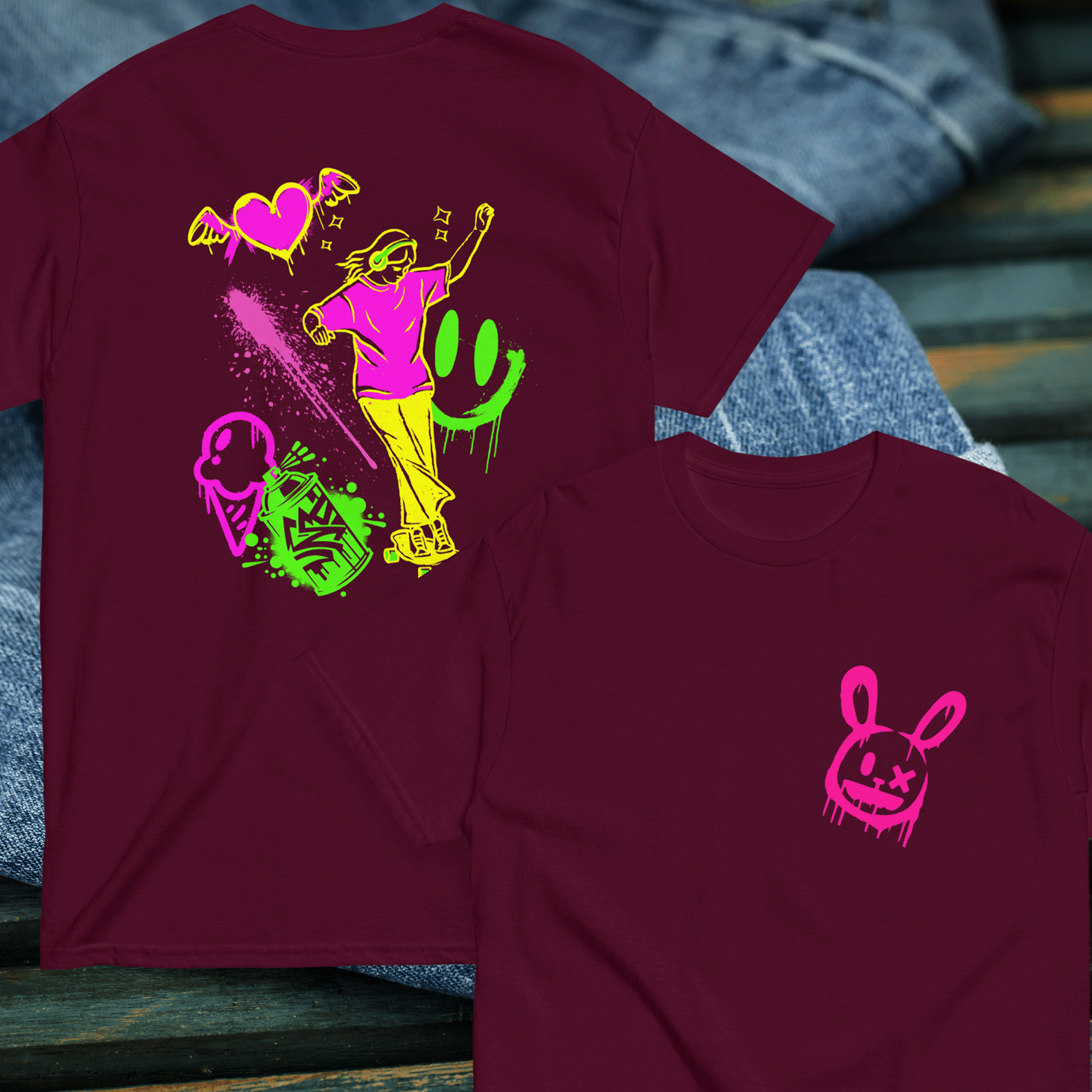 Graffiti Style Skateboarding Girl Graphic T-shirt